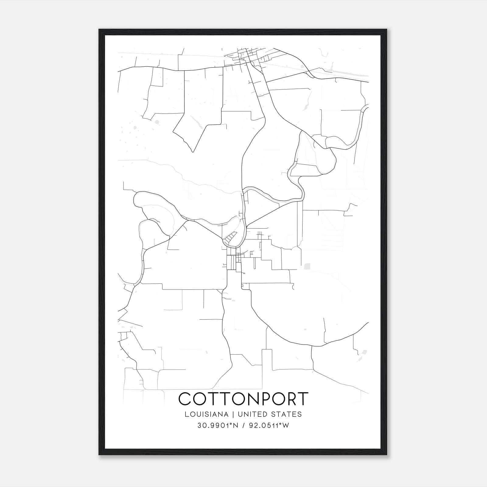 Cottonport Louisiana Map Poster, Modern Home Decor Wall Art Print Cottonport Louisiana Map Poster, Modern Home Decor Wall Art Print