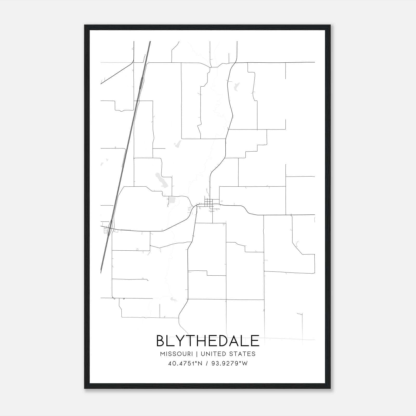 Blythedale Missouri Map Poster, Modern Home Decor Wall Art Print Blythedale Missouri Map Poster, Modern Home Decor Wall Art Print
