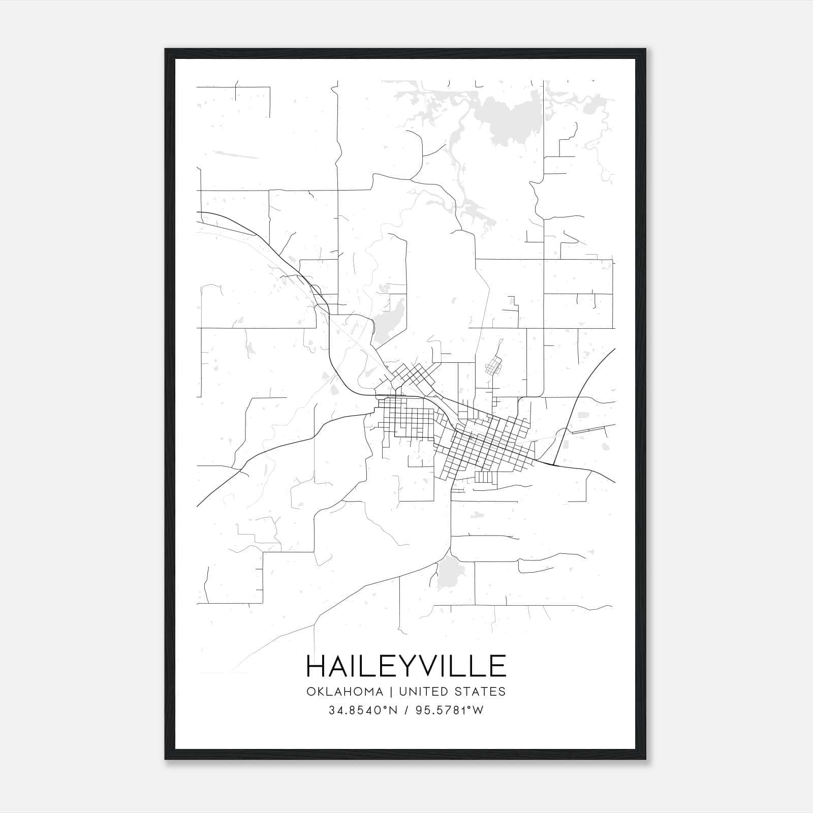 Haileyville Oklahoma Map Poster, Modern Home Decor Wall Art Print Haileyville Oklahoma Map Poster, Modern Home Decor Wall Art Print