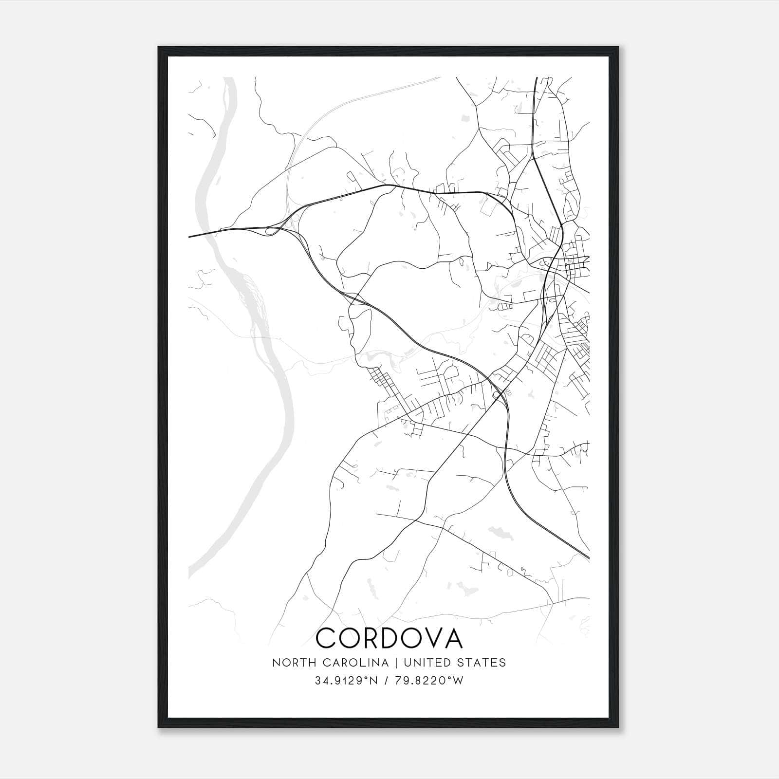Cordova North Carolina Map Poster, Modern Home Decor Wall Art Print Cordova North Carolina Map Poster, Modern Home Decor Wall Art Print