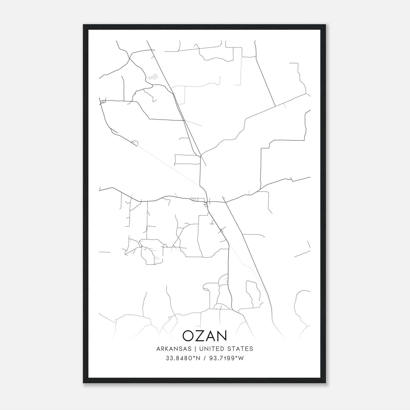 Ozan Arkansas Map Poster, Modern Home Decor Wall Art Print Ozan Arkansas Map Poster, Modern Home Decor Wall Art Print