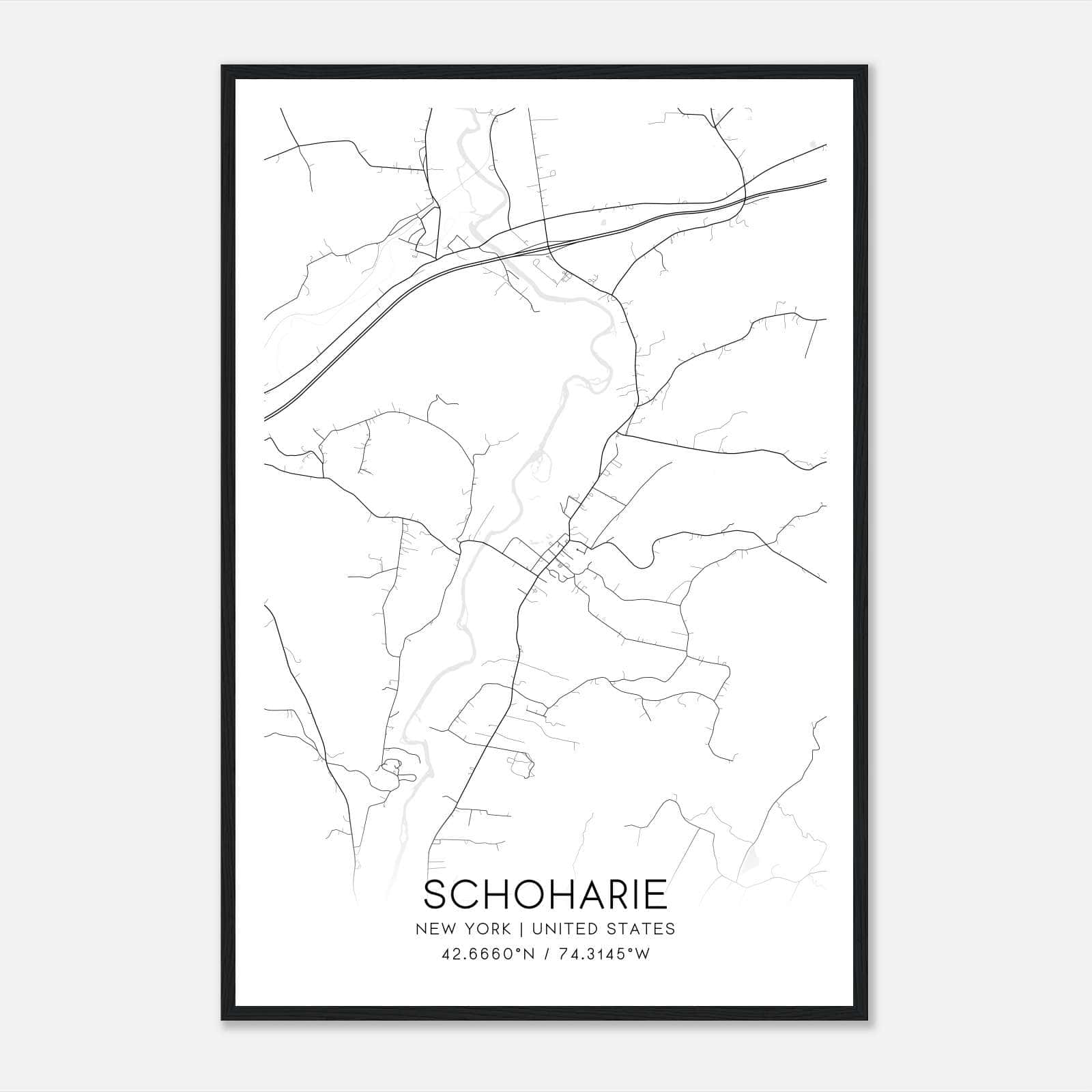 Schoharie New York Map Poster, Modern Home Decor Wall Art Print Schoharie New York Map Poster, Modern Home Decor Wall Art Print