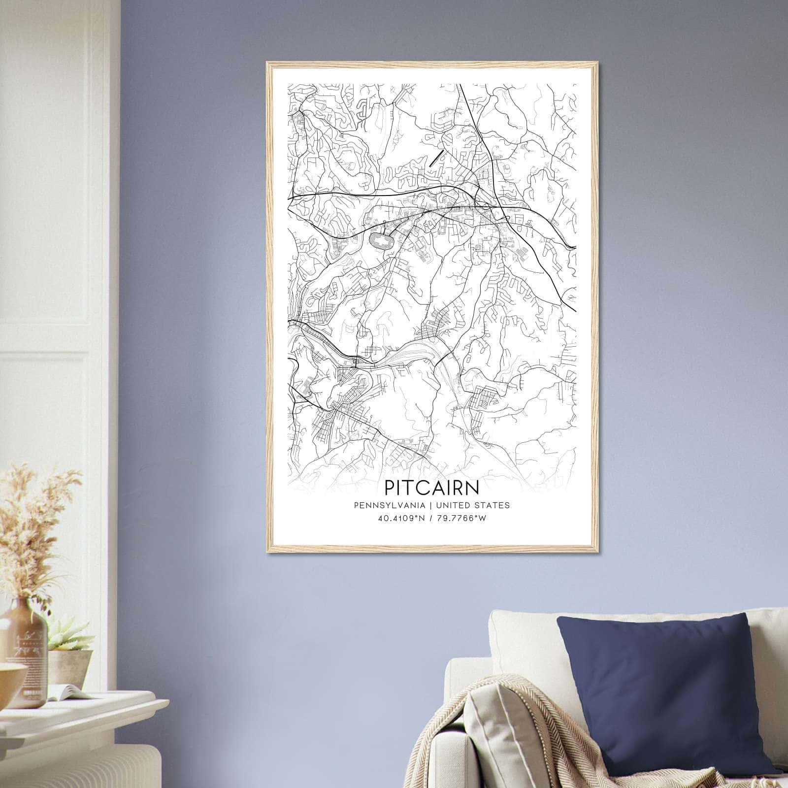 Deerfield Kansas Map Poster, Modern Home Decor Wall Art Print (Copy)