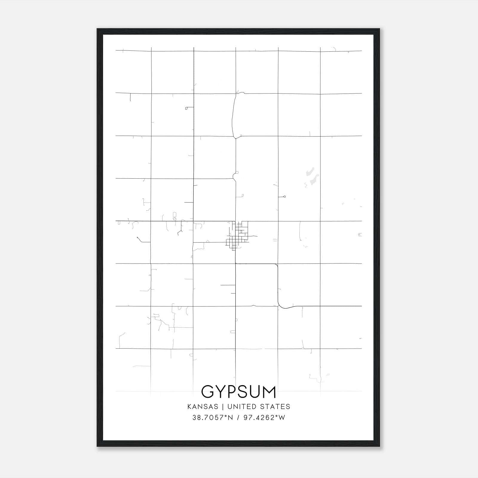 Gypsum Kansas Map Poster, Modern Home Decor Wall Art Print Gypsum Kansas Map Poster, Modern Home Decor Wall Art Print