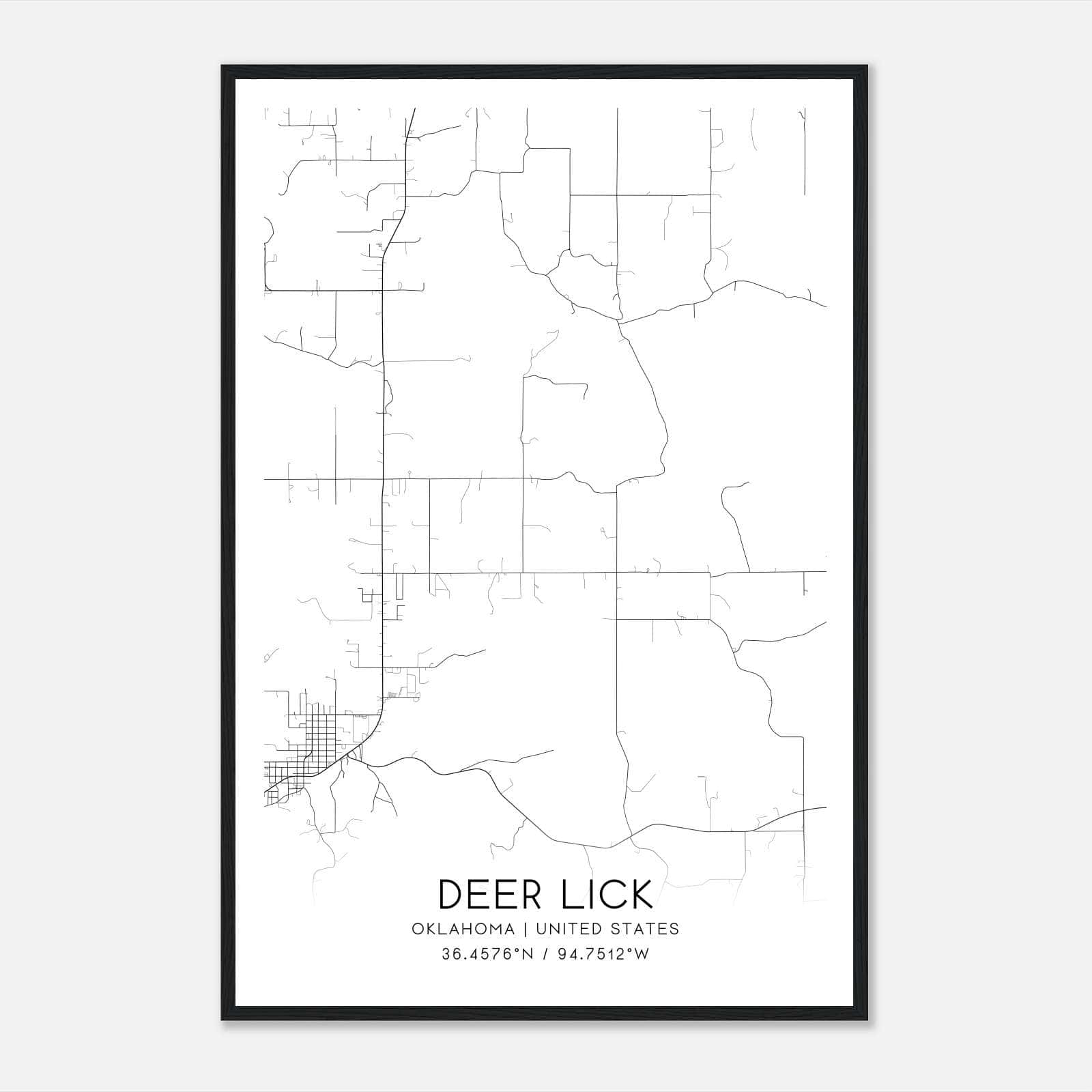 Deer Lick Oklahoma Map Poster, Modern Home Decor Wall Art Print Deer Lick Oklahoma Map Poster, Modern Home Decor Wall Art Print