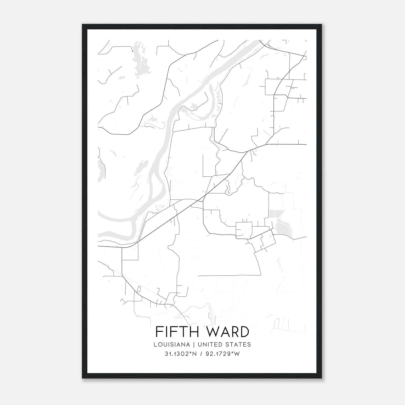 Fifth Ward Louisiana Map Poster, Modern Home Decor Wall Art Print Fifth Ward Louisiana Map Poster, Modern Home Decor Wall Art Print