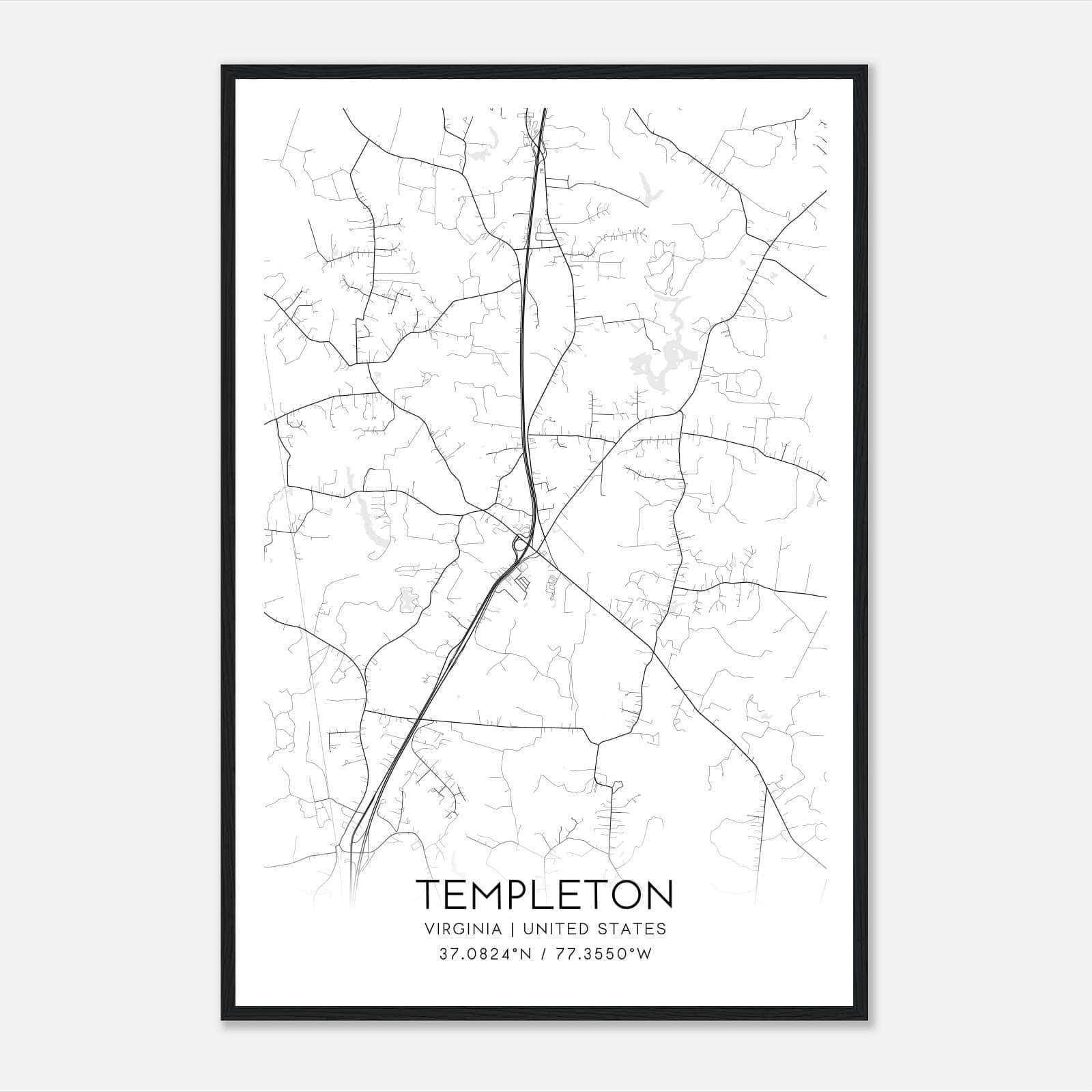 Templeton Virginia Map Poster, Modern Home Decor Wall Art Print Templeton Virginia Map Poster, Modern Home Decor Wall Art Print