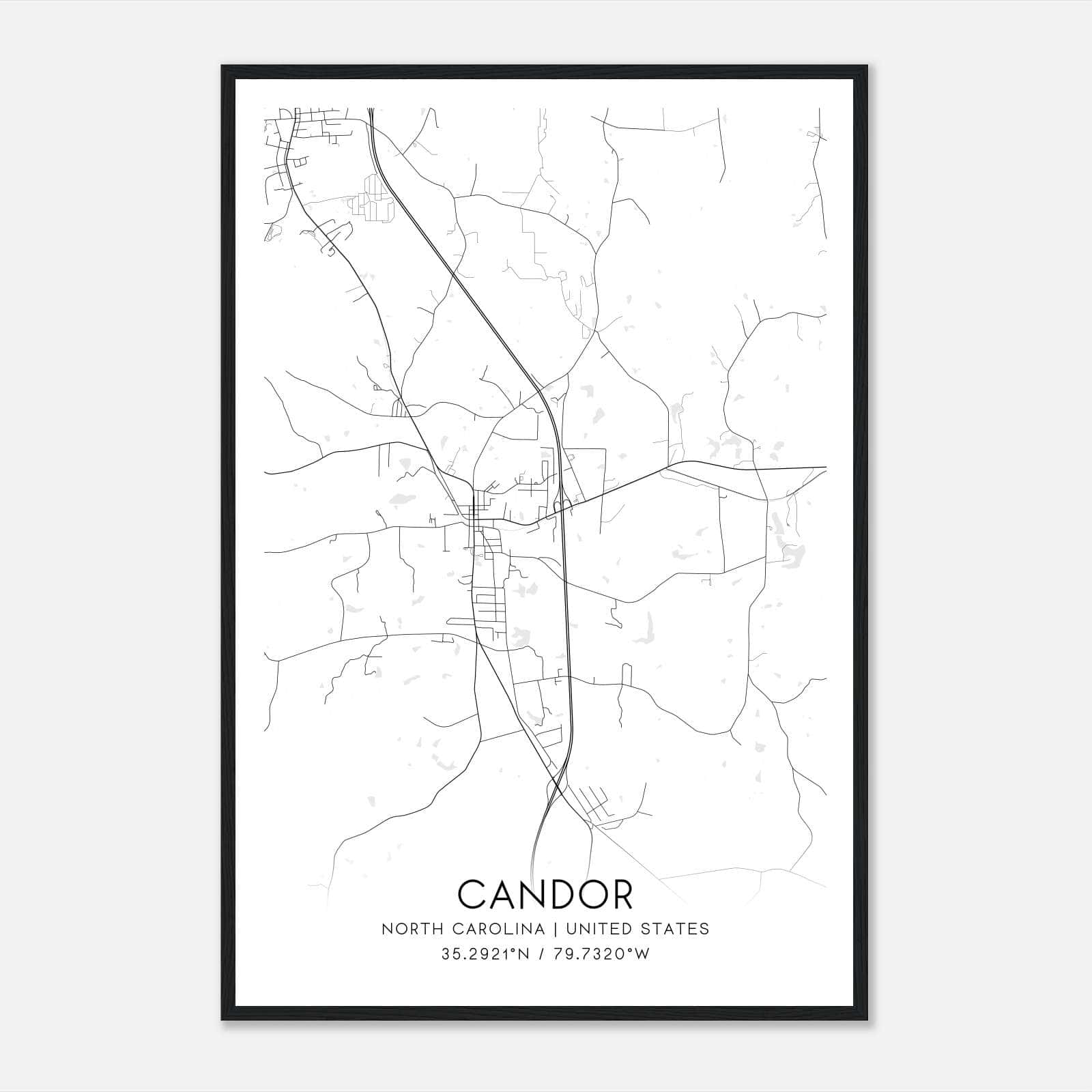 Candor North Carolina Map Poster, Modern Home Decor Wall Art Print Candor North Carolina Map Poster, Modern Home Decor Wall Art Print