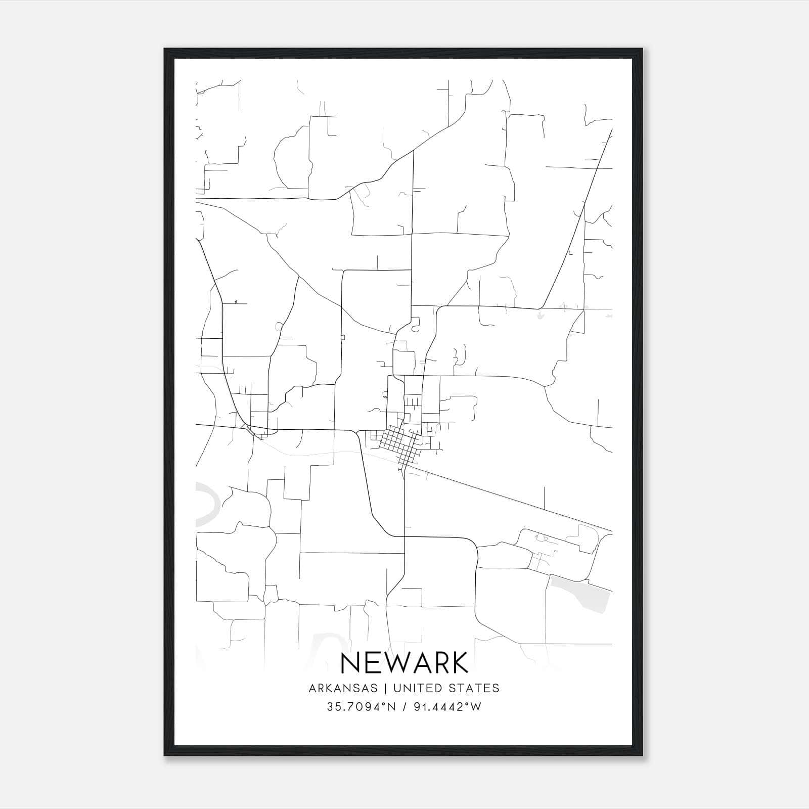 Newark Arkansas Map Poster, Modern Home Decor Wall Art Print Newark Arkansas Map Poster, Modern Home Decor Wall Art Print