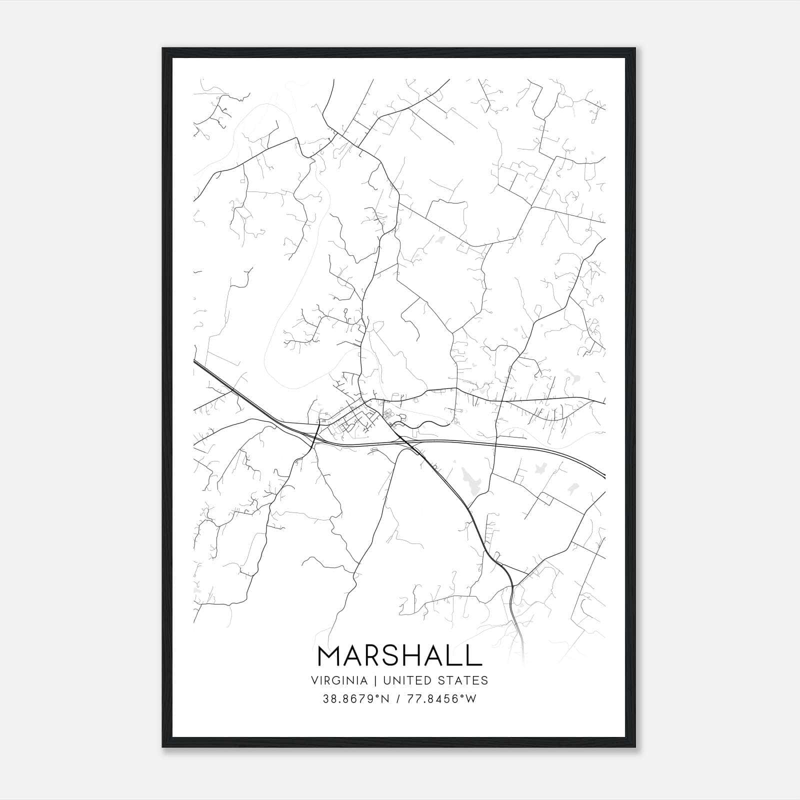 Marshall Virginia Map Poster, Modern Home Decor Wall Art Print Marshall Virginia Map Poster, Modern Home Decor Wall Art Print