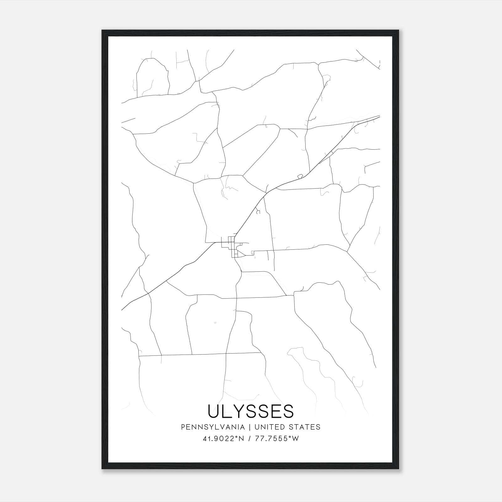 Ulysses Pennsylvania Map Poster, Modern Home Decor Wall Art Print Ulysses Pennsylvania Map Poster, Modern Home Decor Wall Art Print
