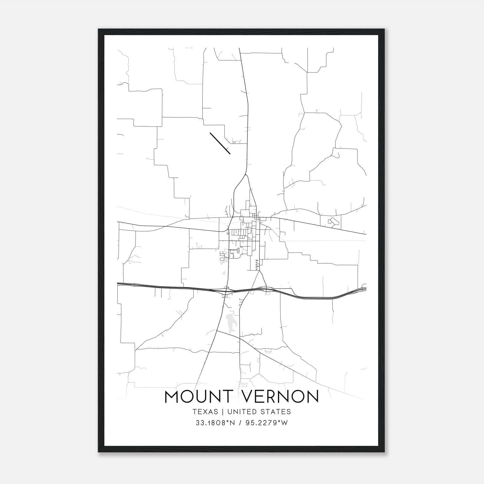 Mount Vernon Texas Map Poster, Modern Home Decor Wall Art Print Mount Vernon Texas Map Poster, Modern Home Decor Wall Art Print