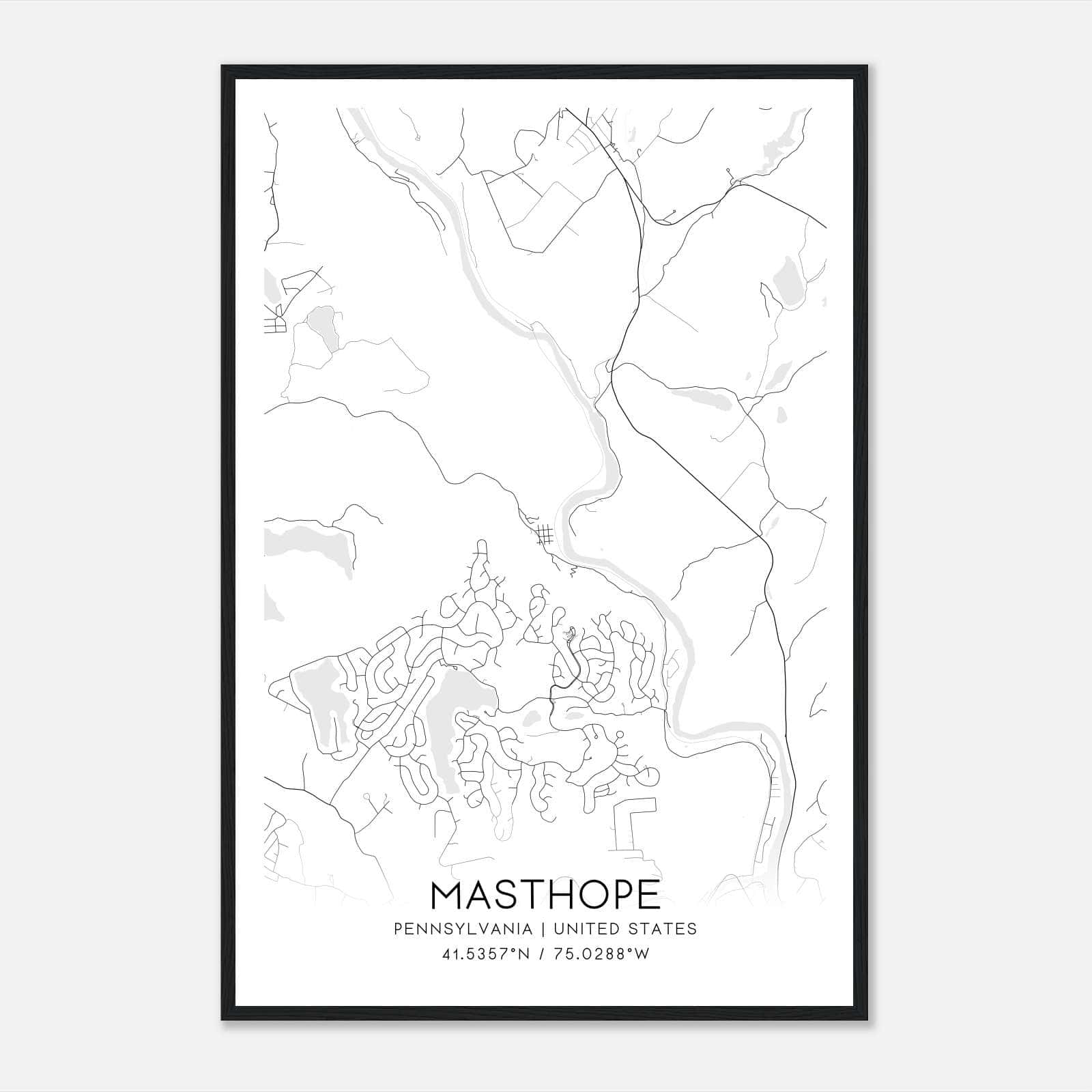 Masthope Pennsylvania Map Poster, Modern Home Decor Wall Art Print Masthope Pennsylvania Map Poster, Modern Home Decor Wall Art Print