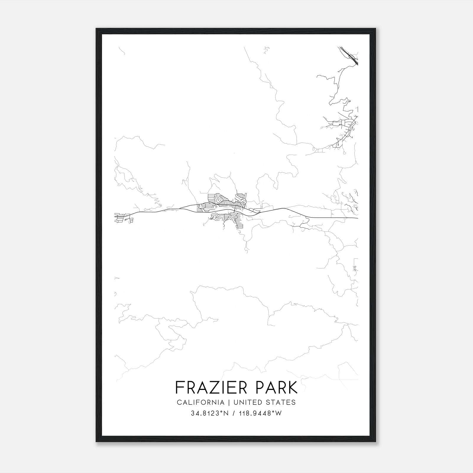 Frazier Park California Map Poster, Modern Home Decor Wall Art Print Frazier Park California Map Poster, Modern Home Decor Wall Art Print