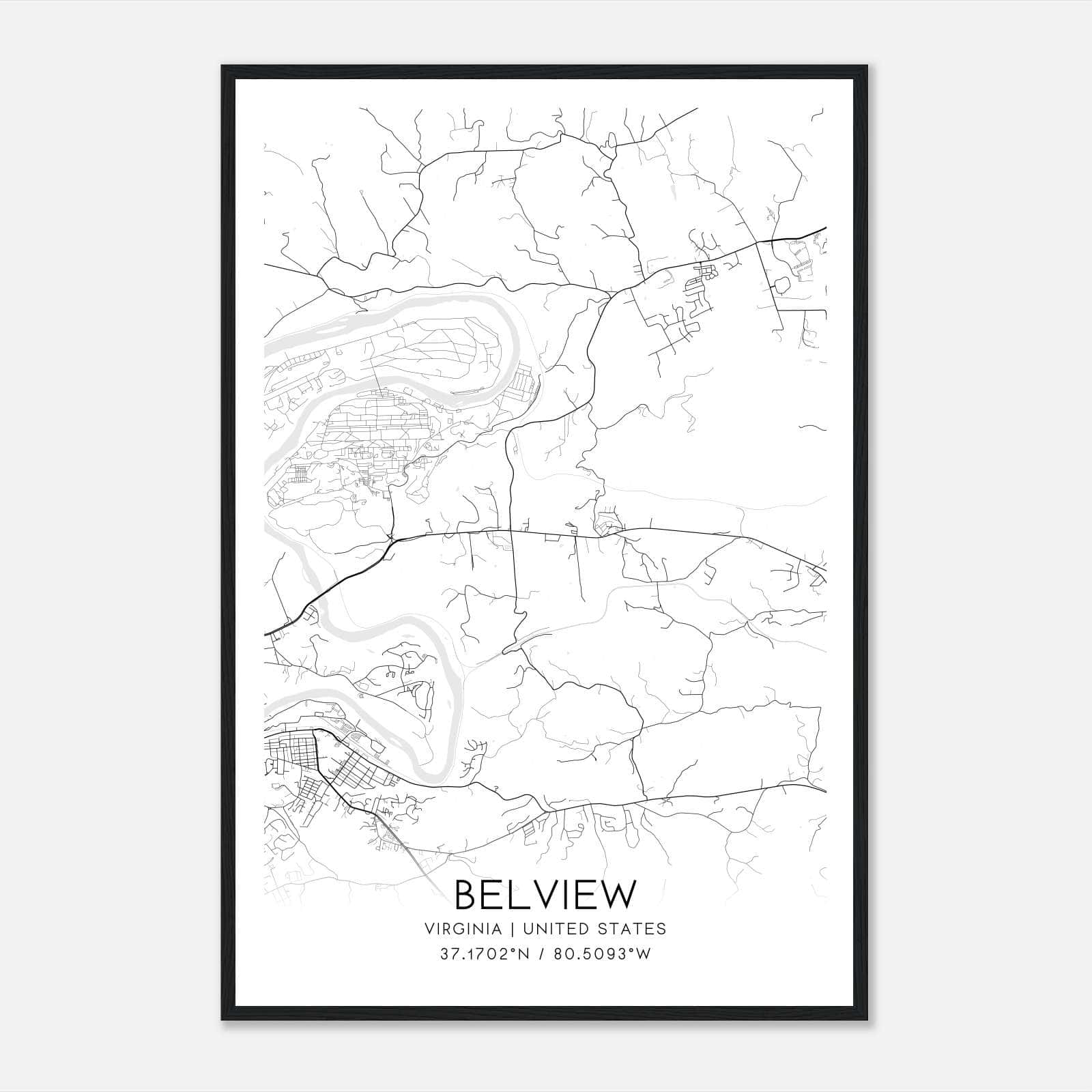 Belview Virginia Map Poster, Modern Home Decor Wall Art Print Belview Virginia Map Poster, Modern Home Decor Wall Art Print
