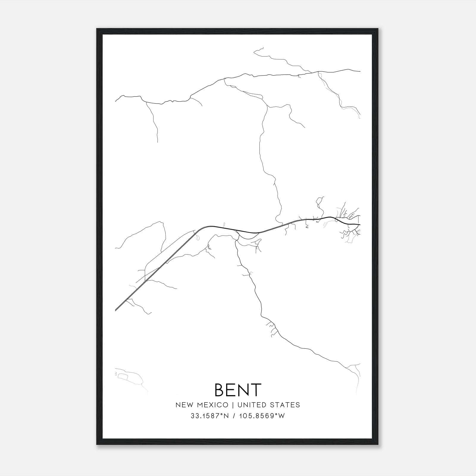 Bent New Mexico Map Poster, Modern Home Decor Wall Art Print Bent New Mexico Map Poster, Modern Home Decor Wall Art Print