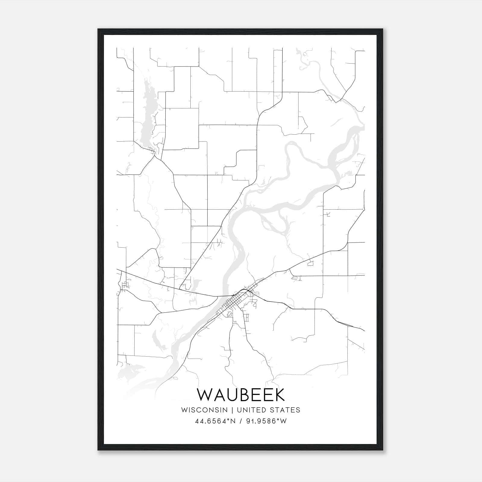 Waubeek Wisconsin Map Poster, Modern Home Decor Wall Art Print Waubeek Wisconsin Map Poster, Modern Home Decor Wall Art Print