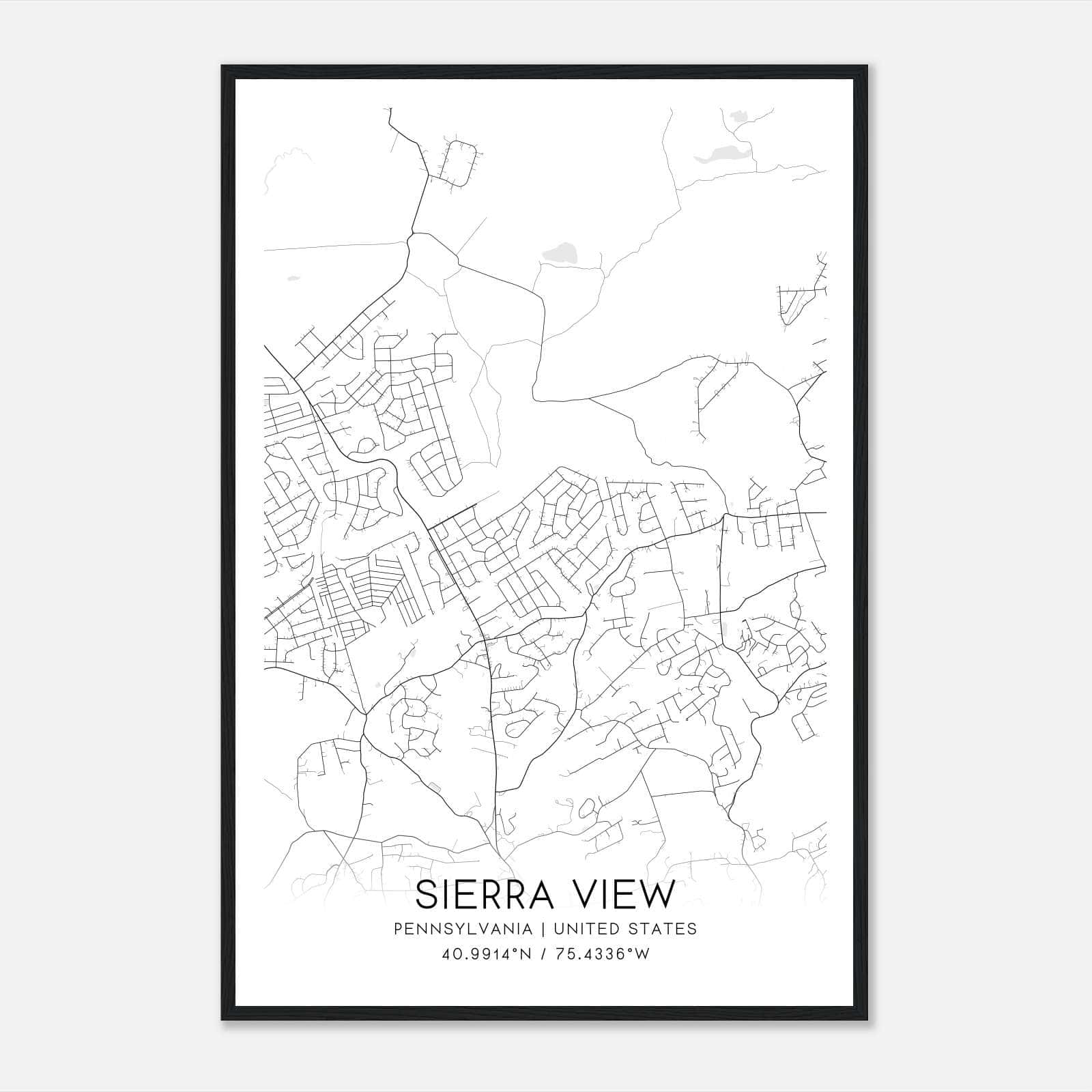 Sierra View Pennsylvania Map Poster, Modern Home Decor Wall Art Print Sierra View Pennsylvania Map Poster, Modern Home Decor Wall Art Print
