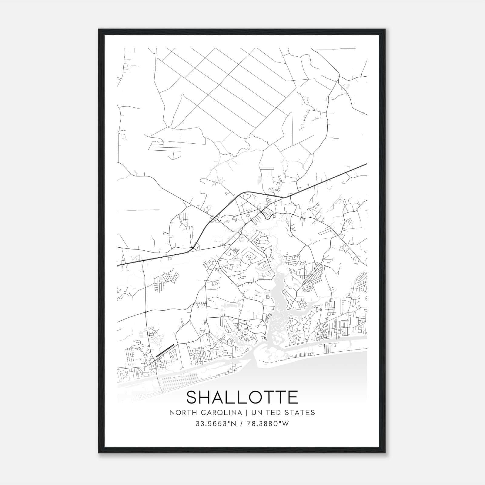 Shallotte North Carolina Map Poster, Modern Home Decor Wall Art Print Shallotte North Carolina Map Poster, Modern Home Decor Wall Art Print