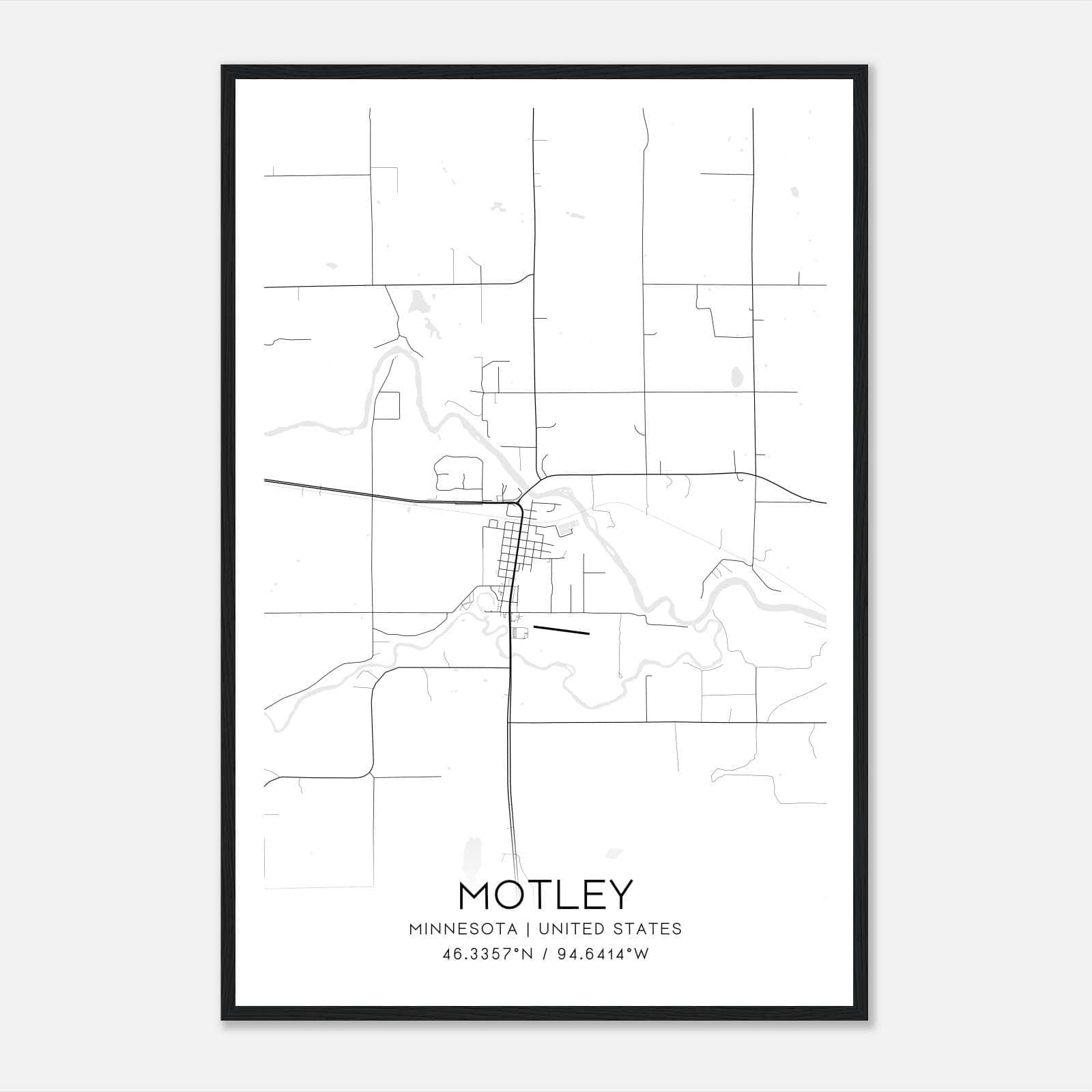 Motley Minnesota Map Poster, Modern Home Decor Wall Art Print Motley Minnesota Map Poster, Modern Home Decor Wall Art Print