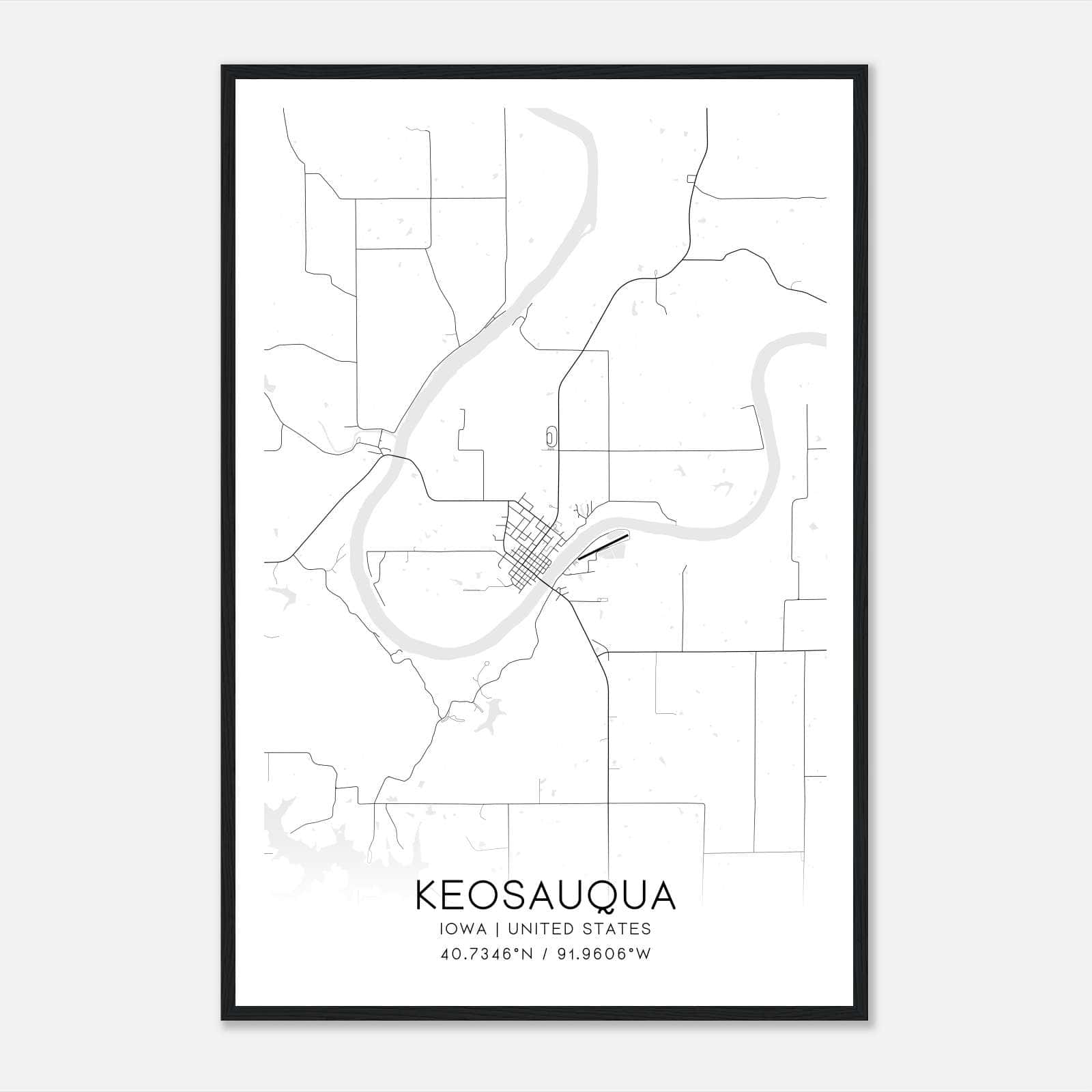 Keosauqua Iowa Map Poster, Modern Home Decor Wall Art Print Keosauqua Iowa Map Poster, Modern Home Decor Wall Art Print
