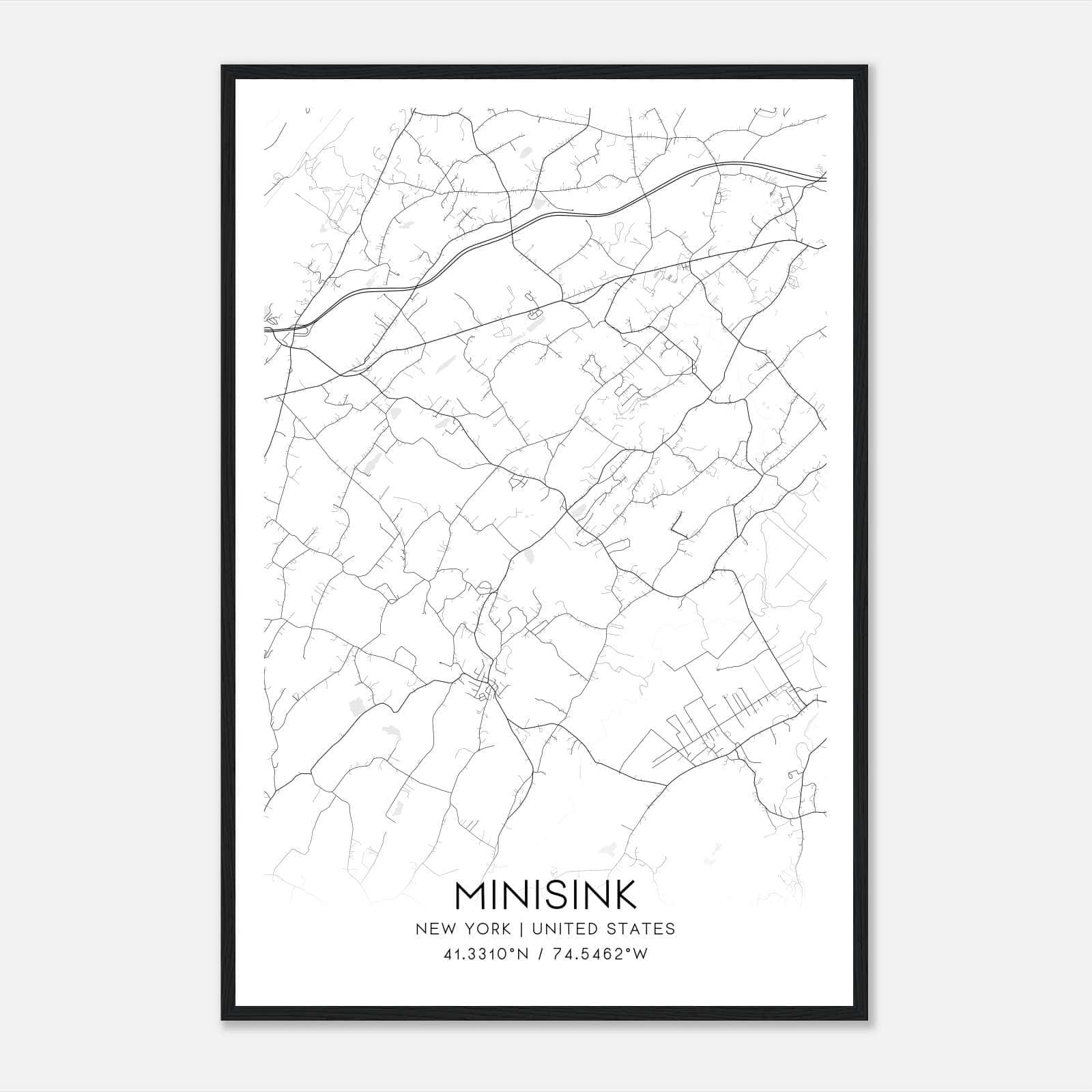 Minisink New York Map Poster, Modern Home Decor Wall Art Print Minisink New York Map Poster, Modern Home Decor Wall Art Print