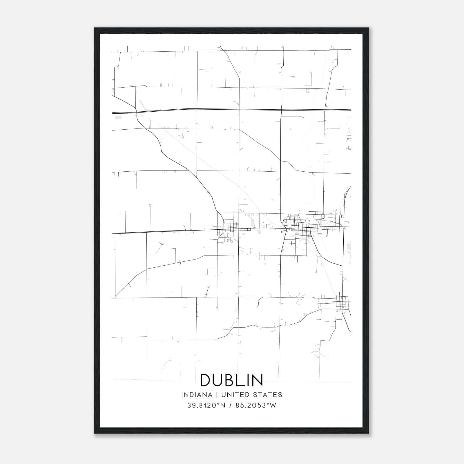 Dublin Indiana Map Poster, Modern Home Decor Wall Art Print Dublin Indiana Map Poster, Modern Home Decor Wall Art Print