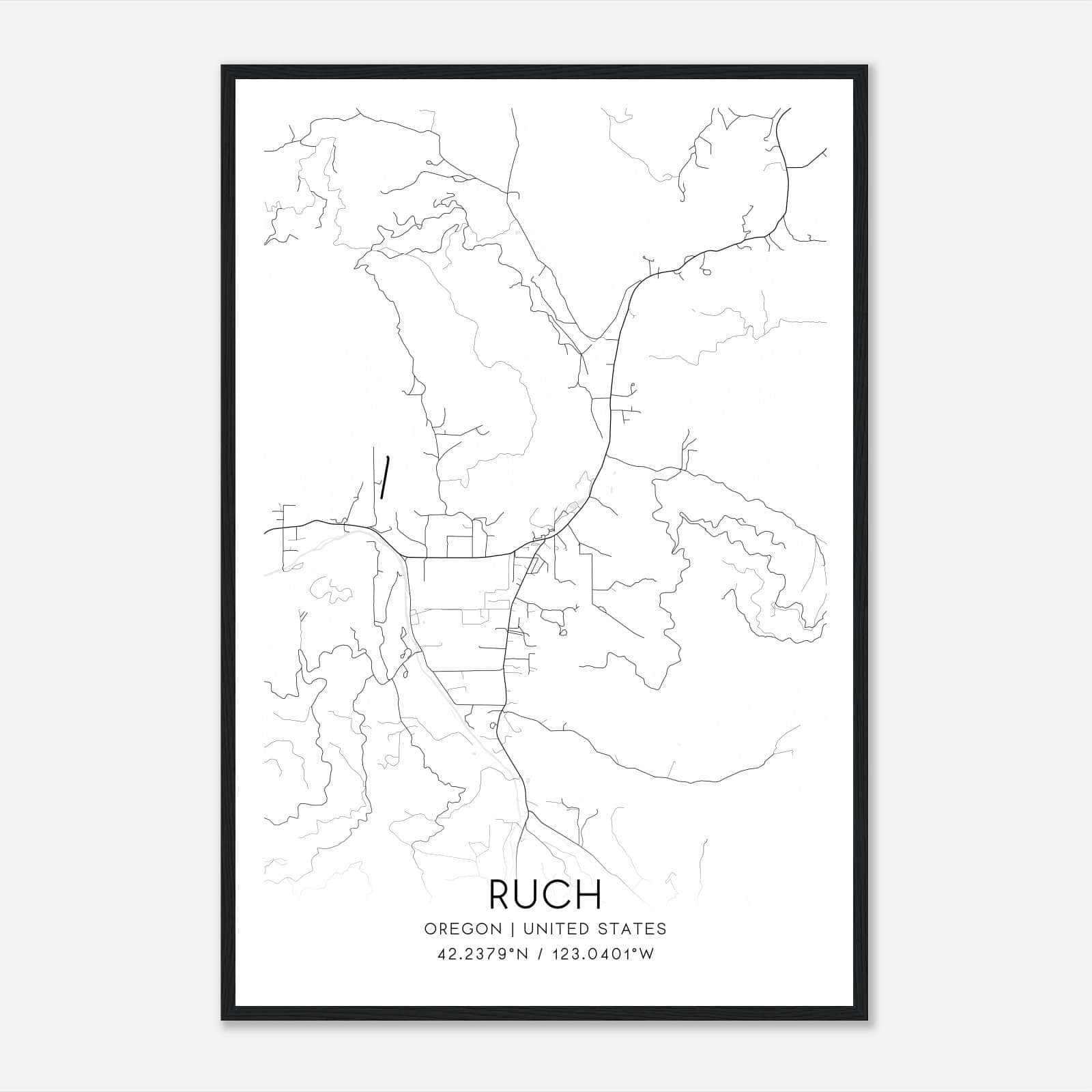 Ruch Oregon Map Poster, Modern Home Decor Wall Art Print Ruch Oregon Map Poster, Modern Home Decor Wall Art Print