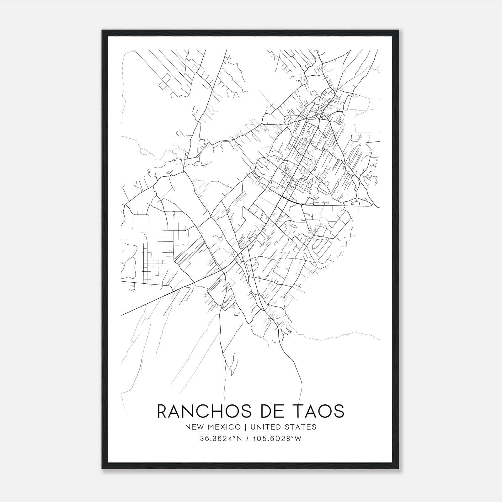 Ranchos De Taos New Mexico Map Poster, Modern Home Decor Wall Art Print Ranchos De Taos New Mexico Map Poster, Modern Home Decor Wall Art Print