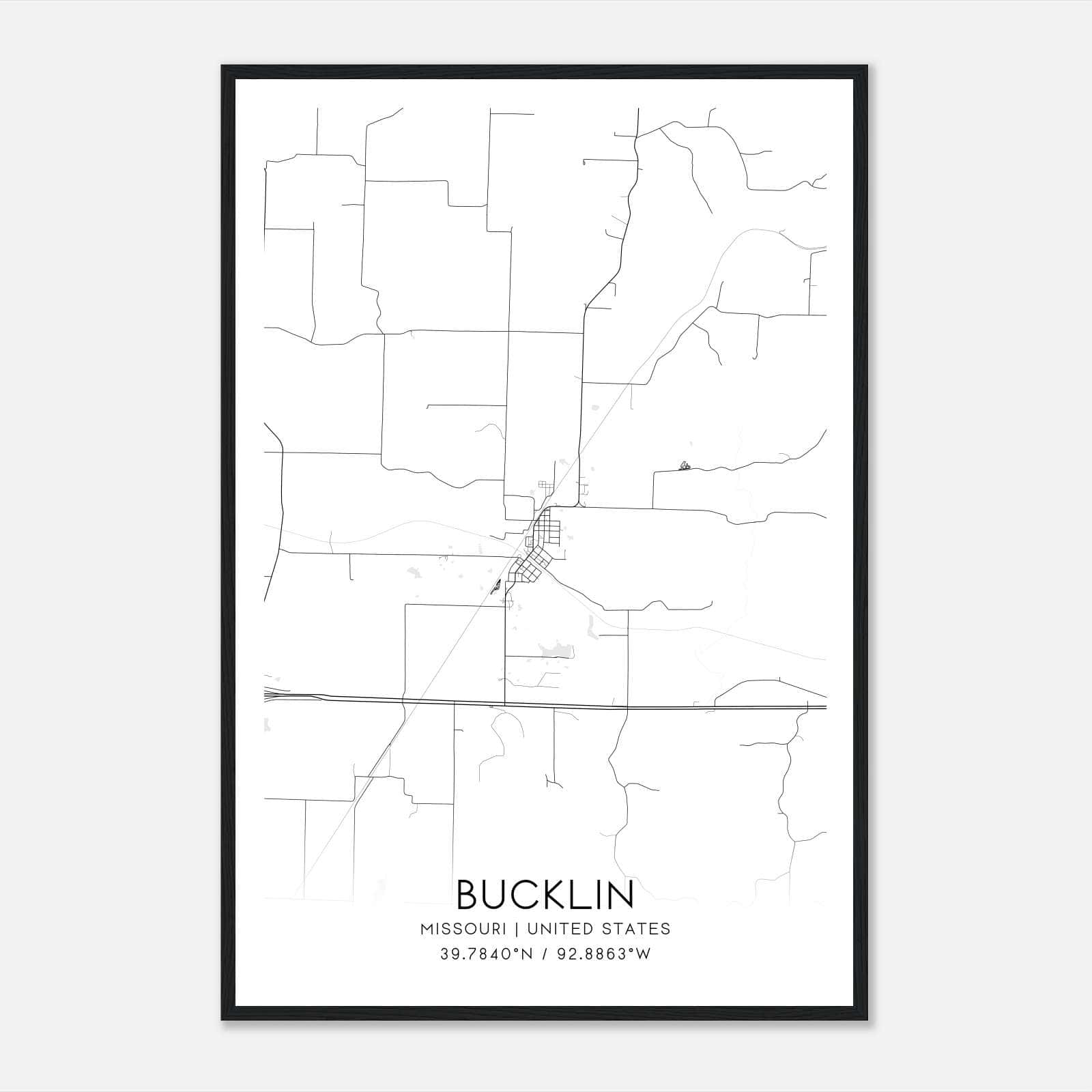Bucklin Missouri Map Poster, Modern Home Decor Wall Art Print Bucklin Missouri Map Poster, Modern Home Decor Wall Art Print