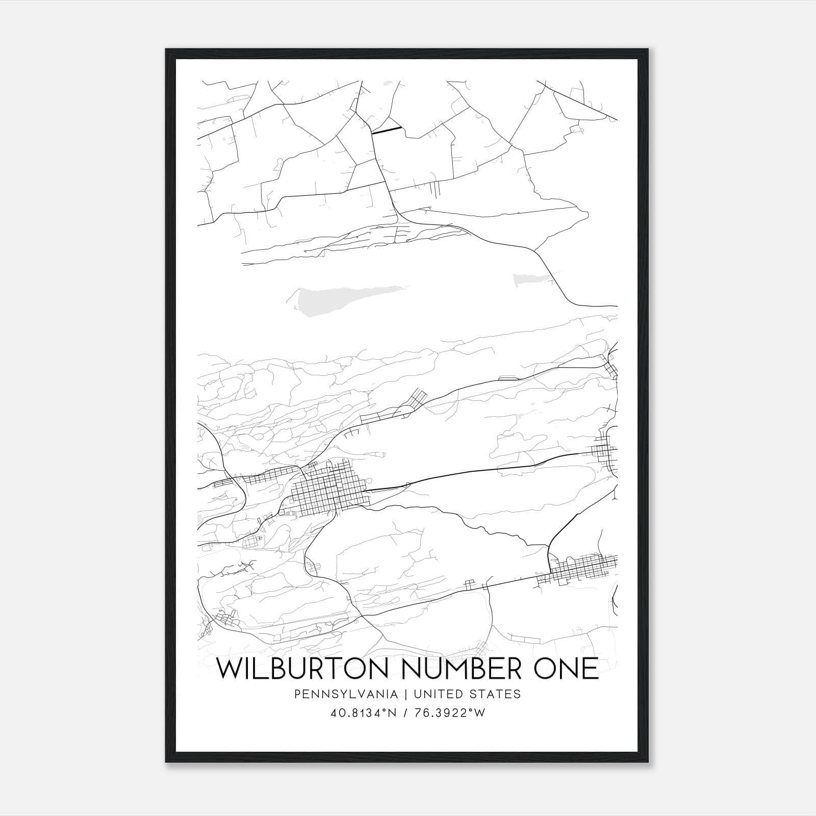 Wilburton Number One Pennsylvania Map Poster, Modern Home Decor Wall Art Print Wilburton Number One Pennsylvania Map Poster, Modern Home Decor Wall Art Print