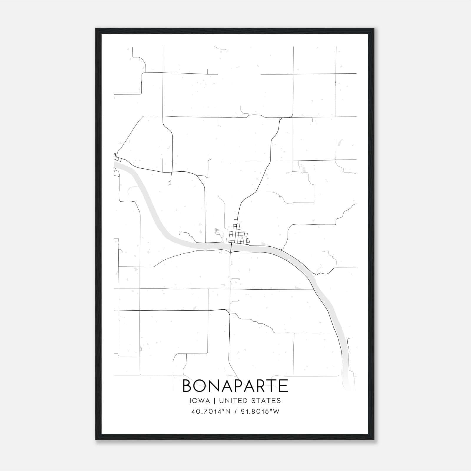 Bonaparte Iowa Map Poster, Modern Home Decor Wall Art Print Bonaparte Iowa Map Poster, Modern Home Decor Wall Art Print