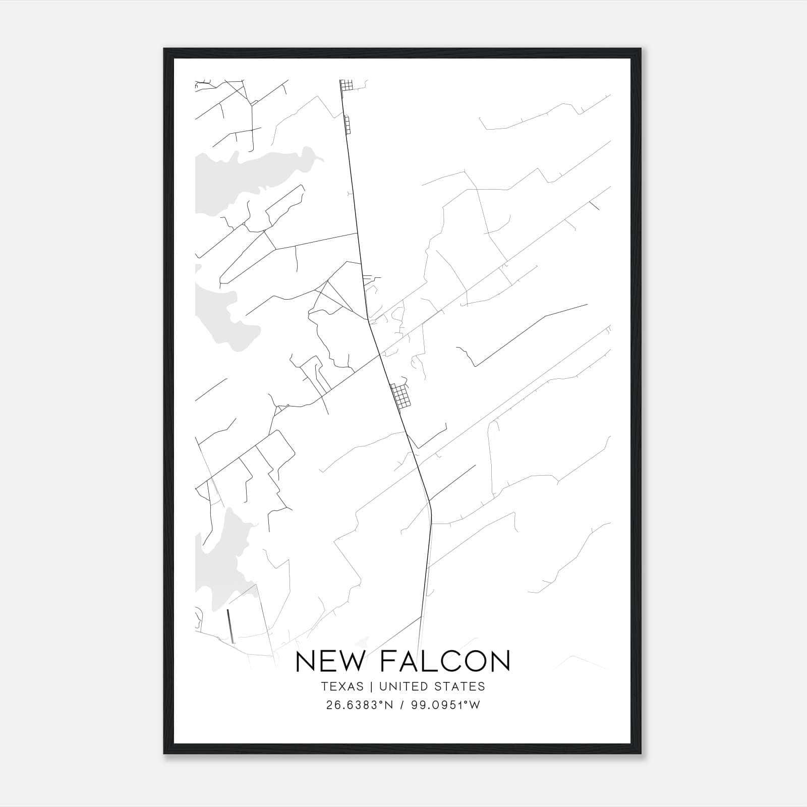 New Falcon Texas Map Poster, Modern Home Decor Wall Art Print New Falcon Texas Map Poster, Modern Home Decor Wall Art Print
