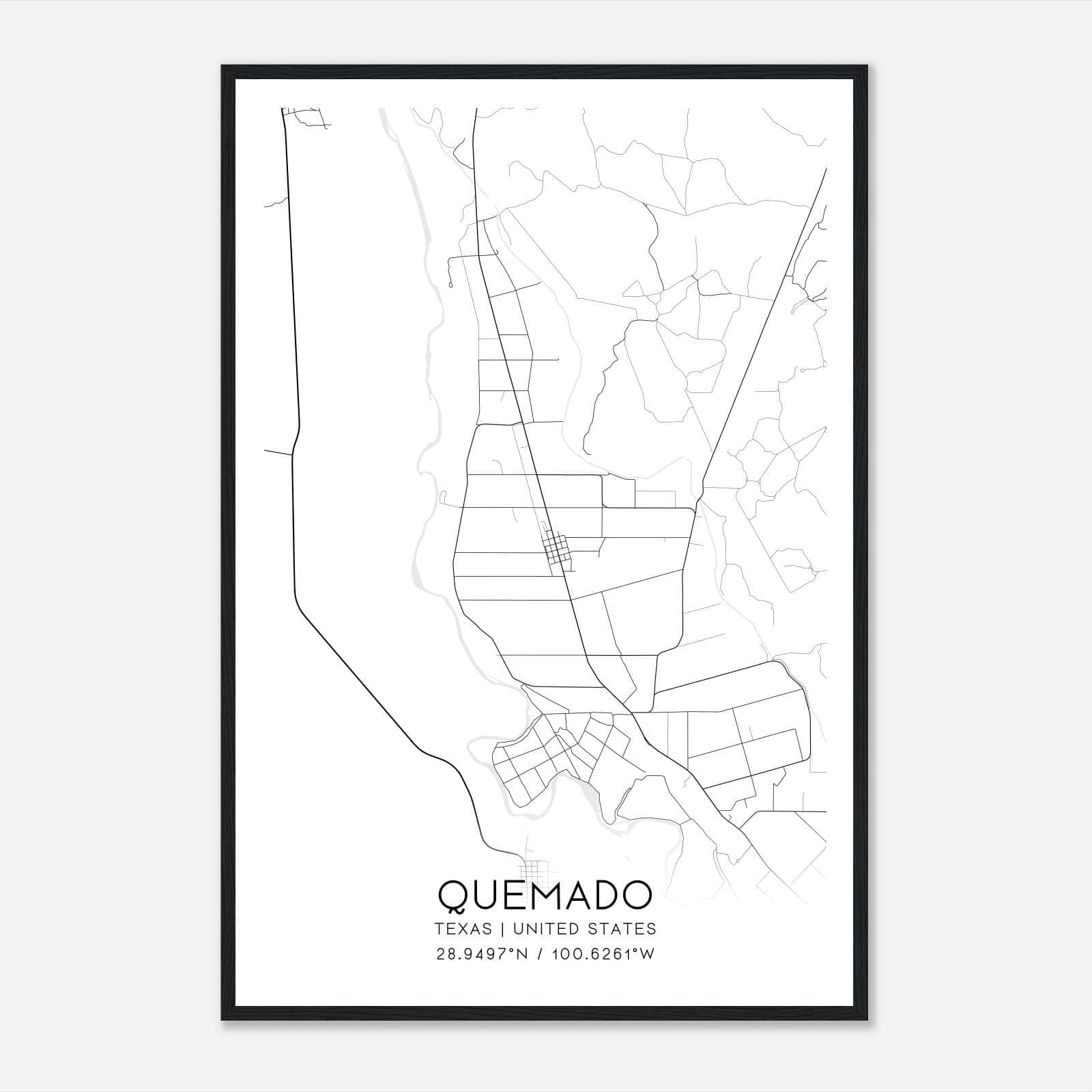 Quemado Texas Map Poster, Modern Home Decor Wall Art Print Quemado Texas Map Poster, Modern Home Decor Wall Art Print
