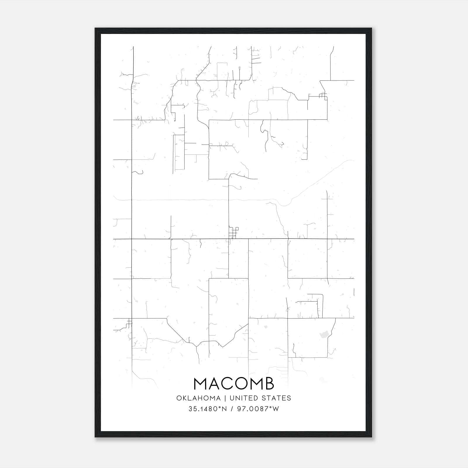 Macomb Oklahoma Map Poster, Modern Home Decor Wall Art Print Macomb Oklahoma Map Poster, Modern Home Decor Wall Art Print
