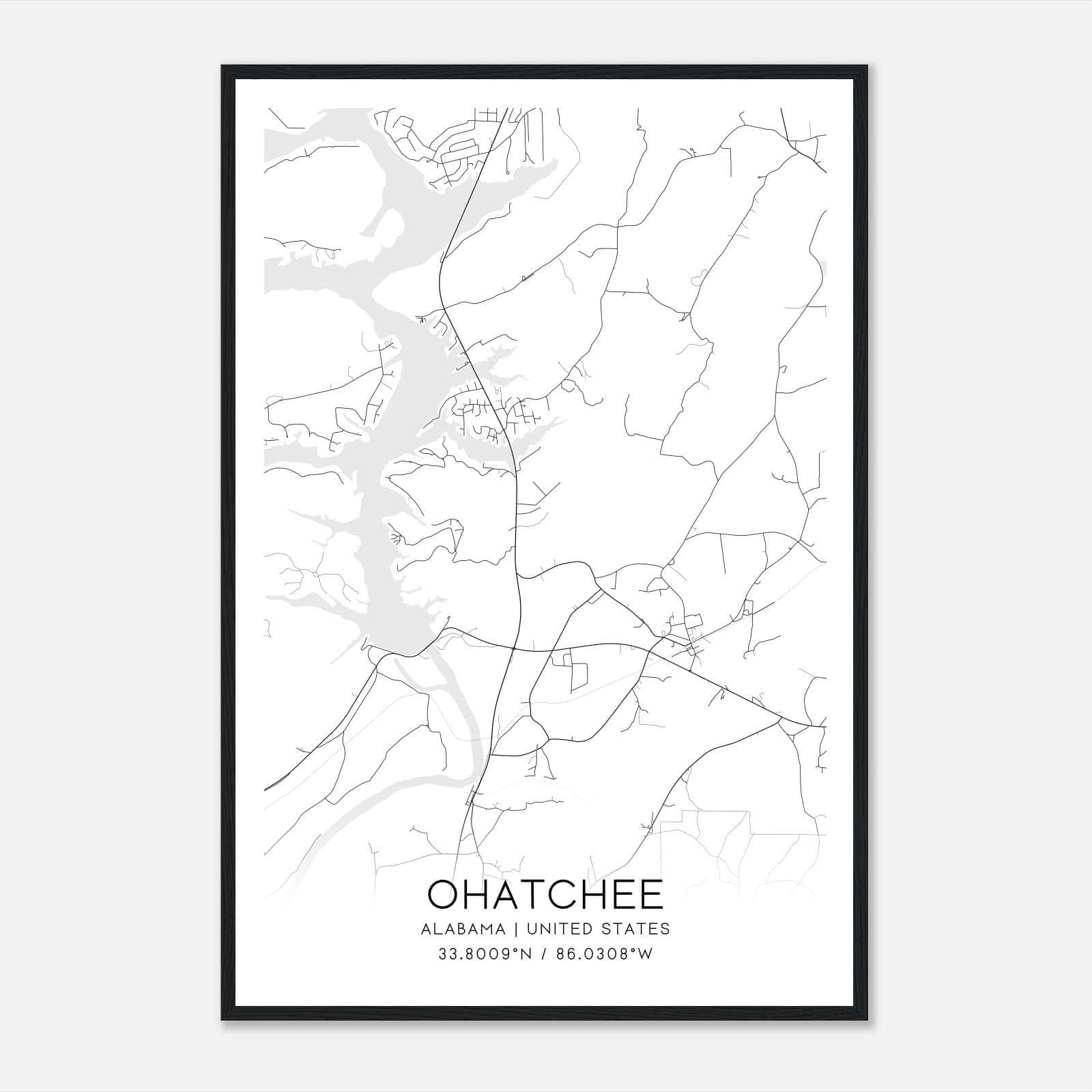 Ohatchee Alabama Map Poster, Modern Home Decor Wall Art Print Ohatchee Alabama Map Poster, Modern Home Decor Wall Art Print