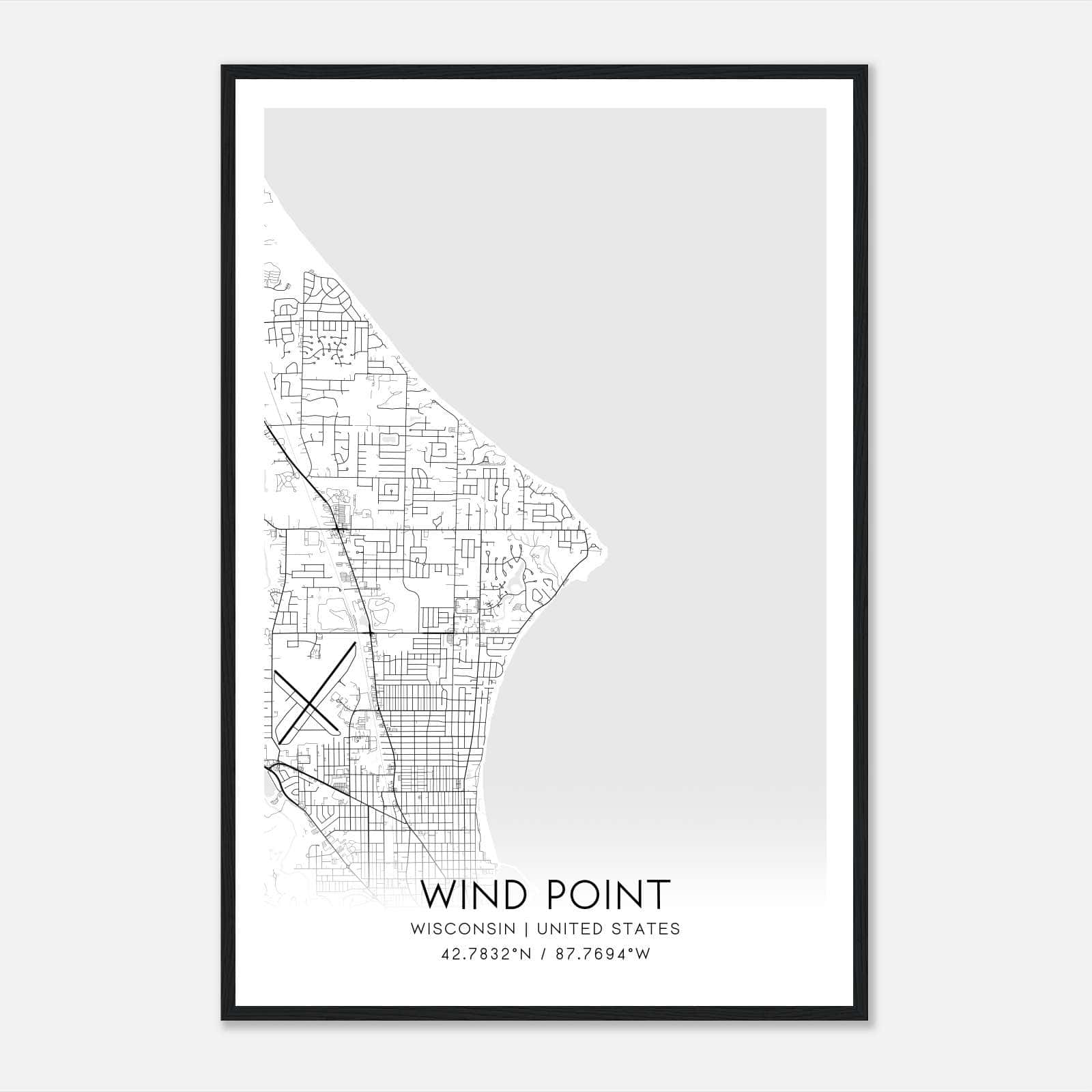 Wind Point Wisconsin Map Poster, Modern Home Decor Wall Art Print Wind Point Wisconsin Map Poster, Modern Home Decor Wall Art Print