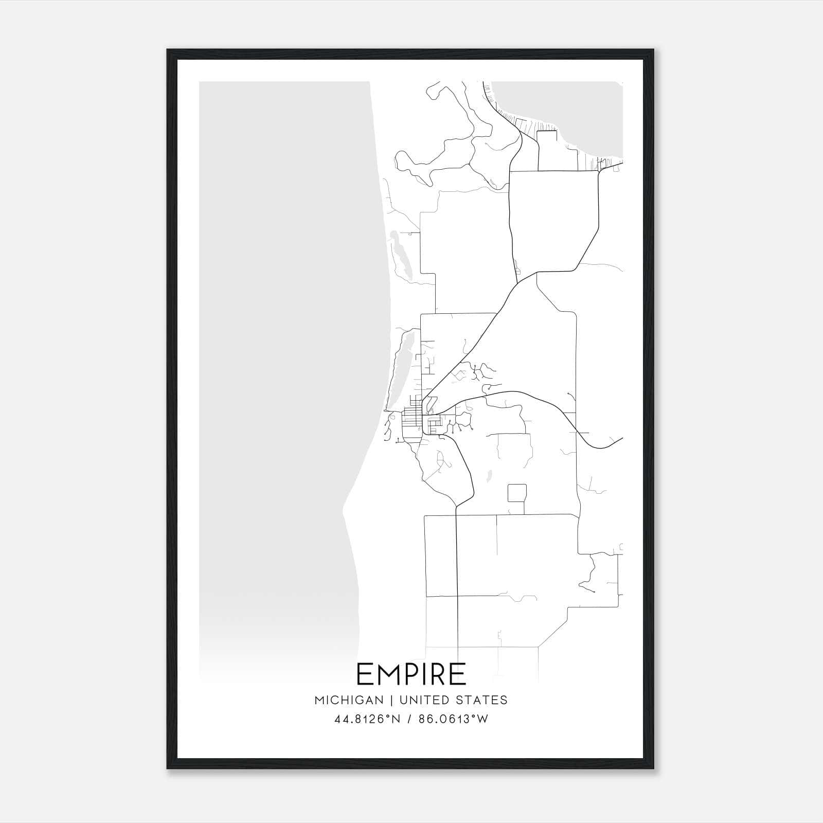 Empire Michigan Map Poster, Modern Home Decor Wall Art Print Empire Michigan Map Poster, Modern Home Decor Wall Art Print