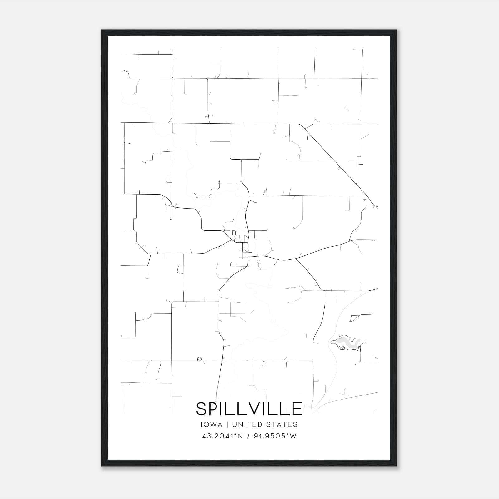 Spillville Iowa Map Poster, Modern Home Decor Wall Art Print Spillville Iowa Map Poster, Modern Home Decor Wall Art Print