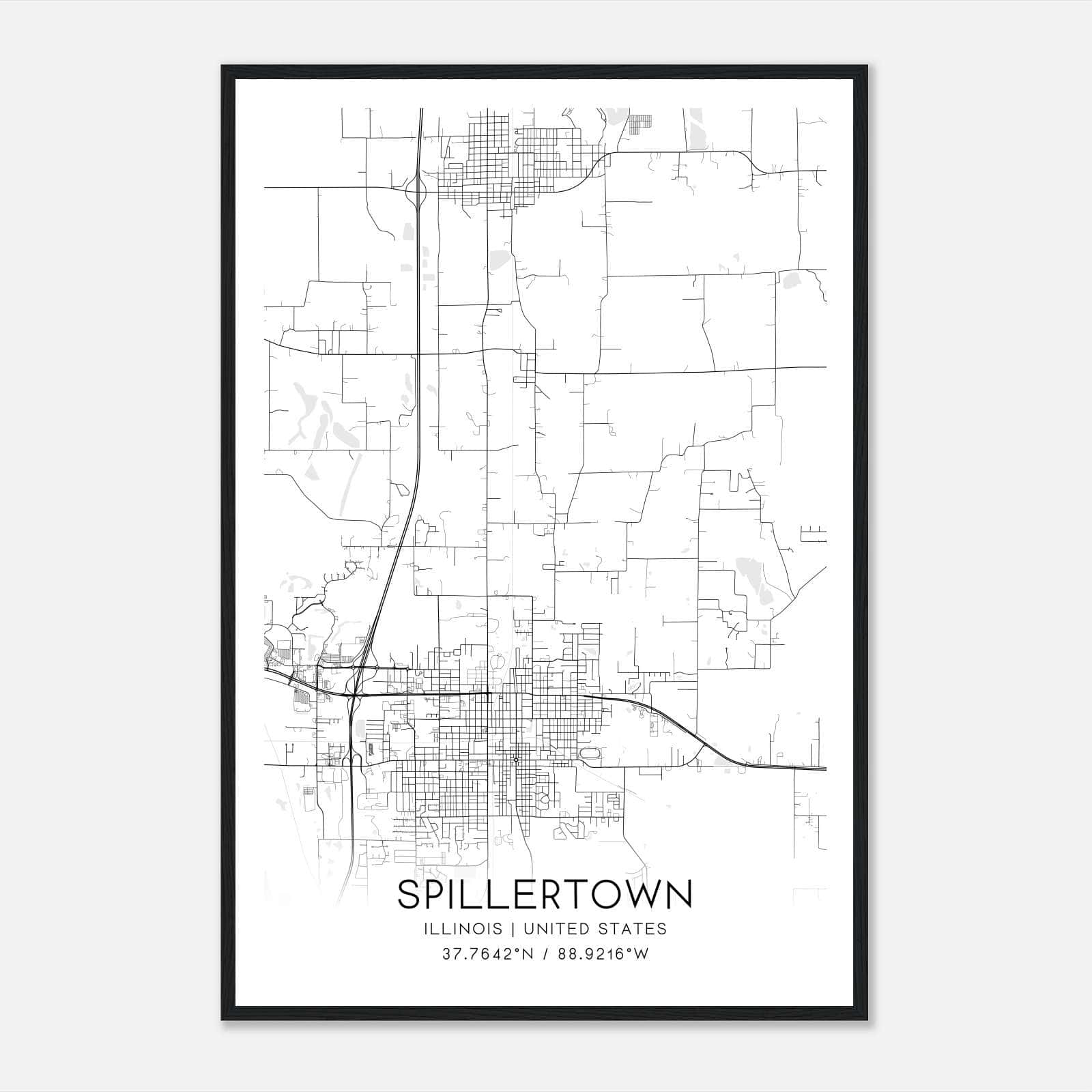 Spillertown Illinois Map Poster, Modern Home Decor Wall Art Print Spillertown Illinois Map Poster, Modern Home Decor Wall Art Print