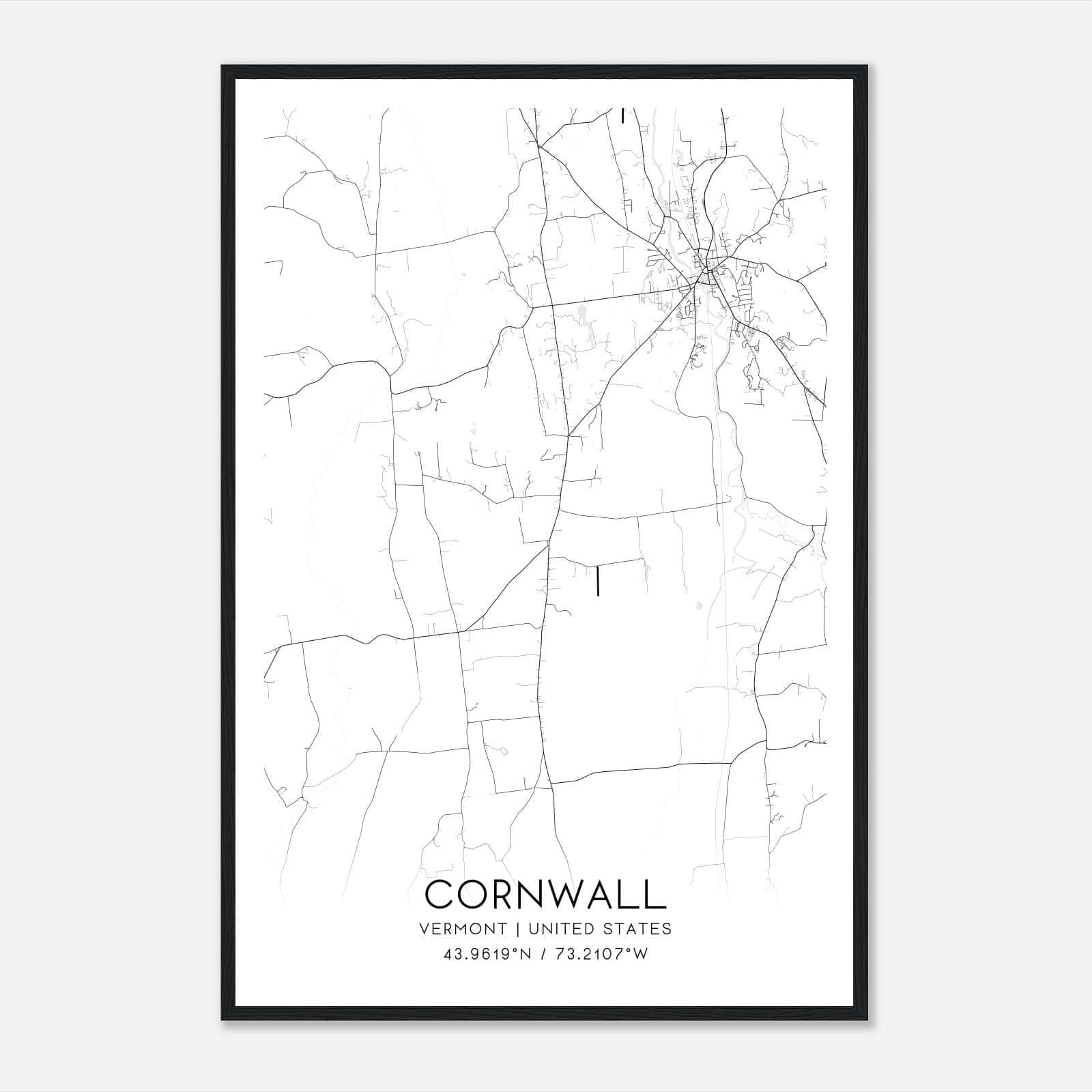 Cornwall Vermont Map Poster, Modern Home Decor Wall Art Print Cornwall Vermont Map Poster, Modern Home Decor Wall Art Print