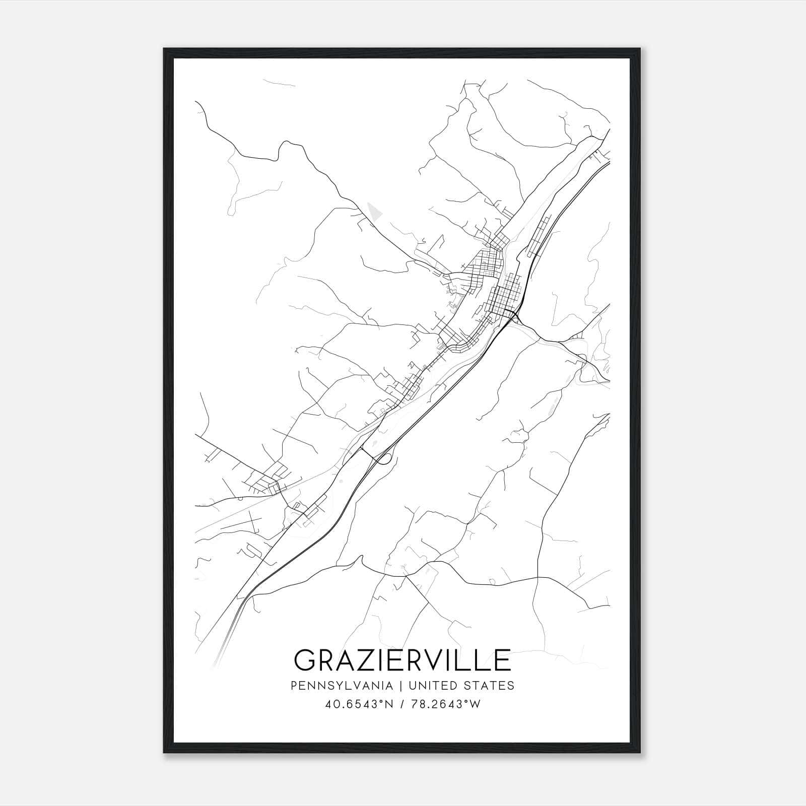 Grazierville Pennsylvania Map Poster, Modern Home Decor Wall Art Print Grazierville Pennsylvania Map Poster, Modern Home Decor Wall Art Print