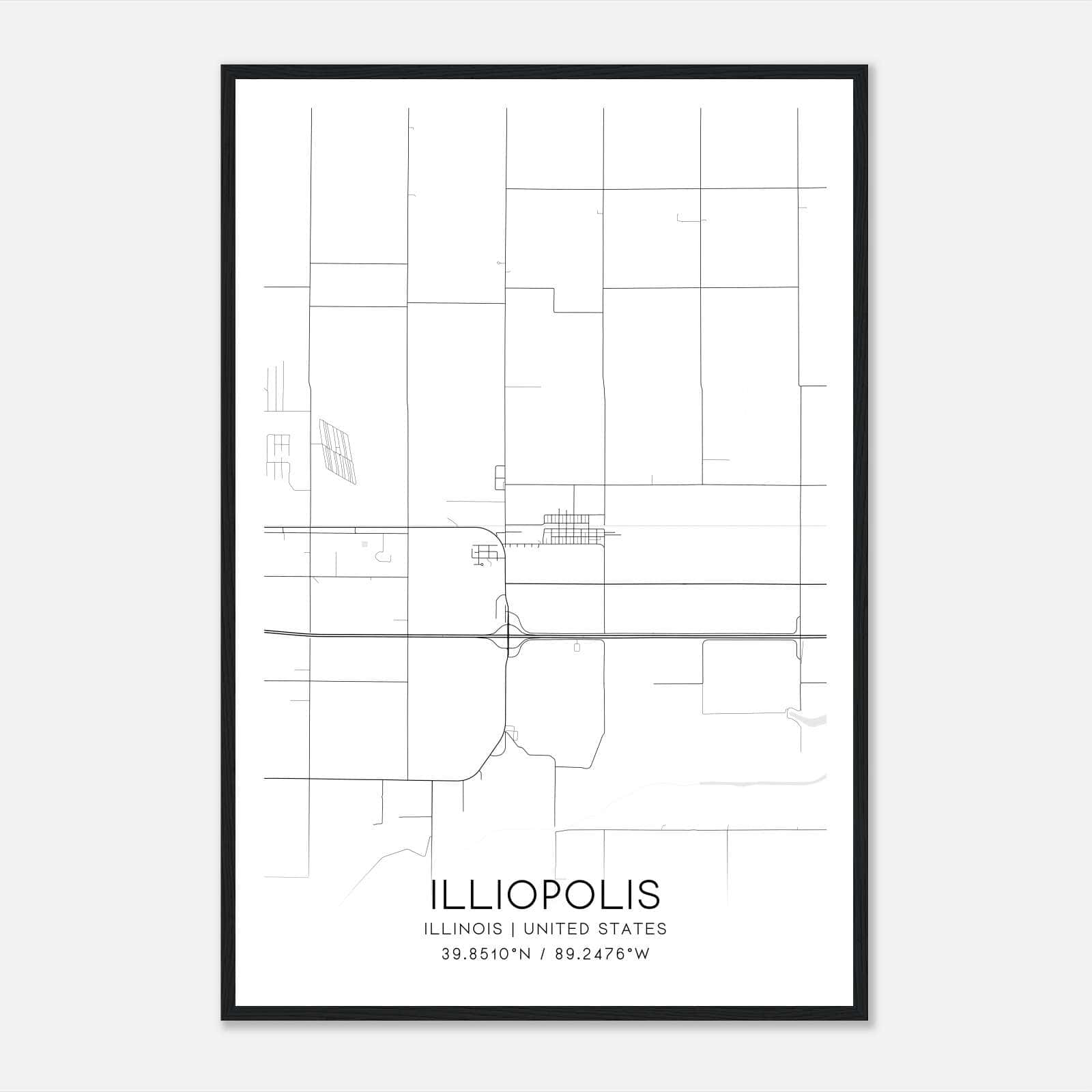 Illiopolis Illinois Map Poster, Modern Home Decor Wall Art Print Illiopolis Illinois Map Poster, Modern Home Decor Wall Art Print