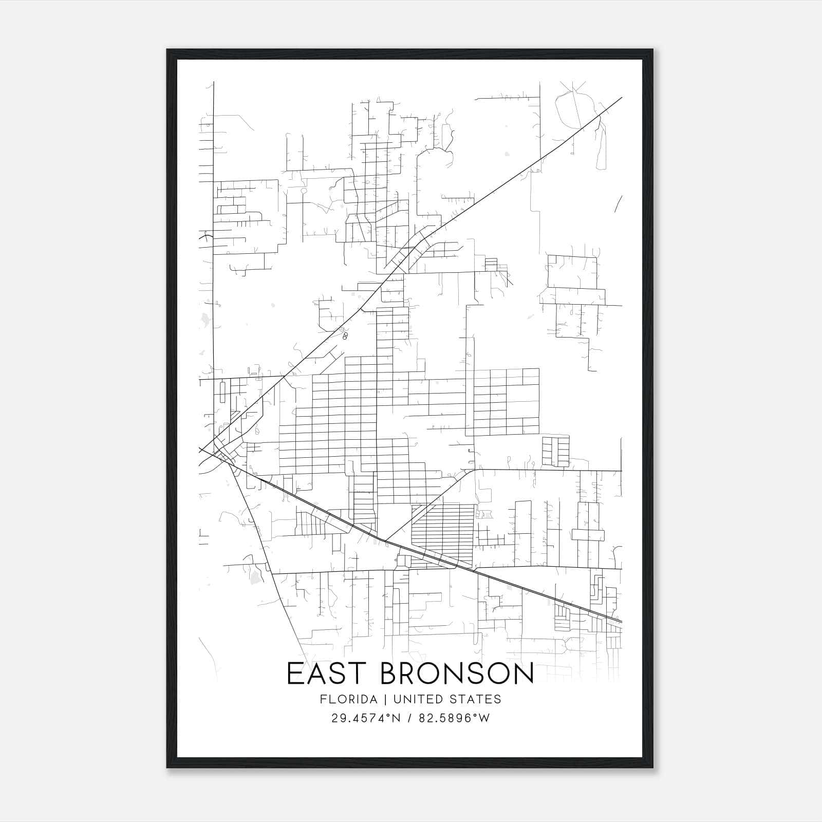 East Bronson Florida Map Poster, Modern Home Decor Wall Art Print East Bronson Florida Map Poster, Modern Home Decor Wall Art Print