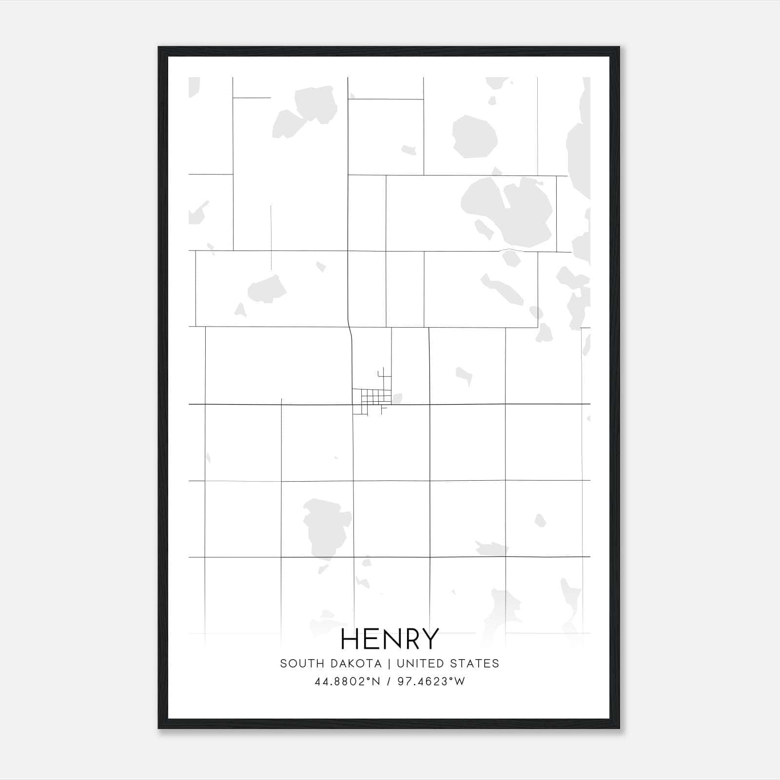 Henry South Dakota Map Poster, Modern Home Decor Wall Art Print Henry South Dakota Map Poster, Modern Home Decor Wall Art Print