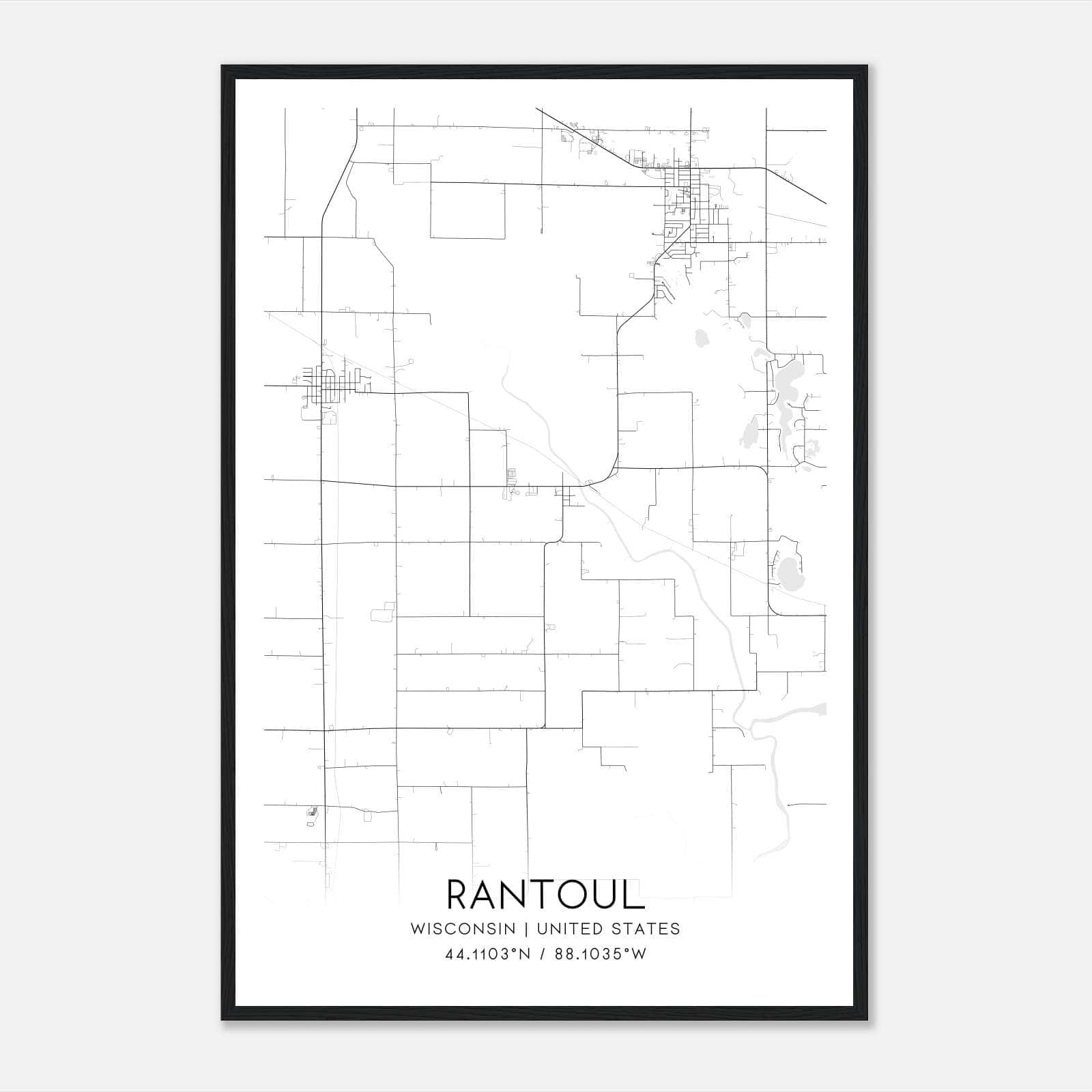 Rantoul Wisconsin Map Poster, Modern Home Decor Wall Art Print Rantoul Wisconsin Map Poster, Modern Home Decor Wall Art Print