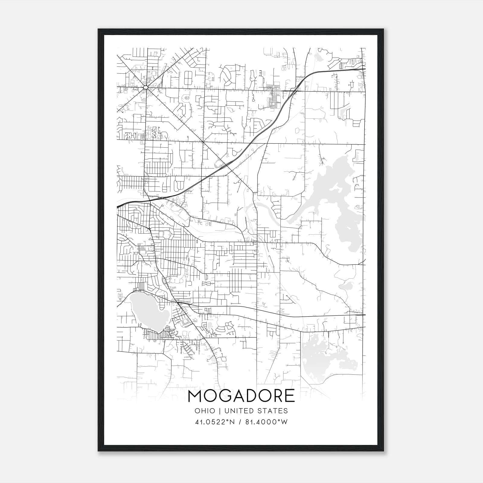 Mogadore Ohio Map Poster, Modern Home Decor Wall Art Print Mogadore Ohio Map Poster, Modern Home Decor Wall Art Print