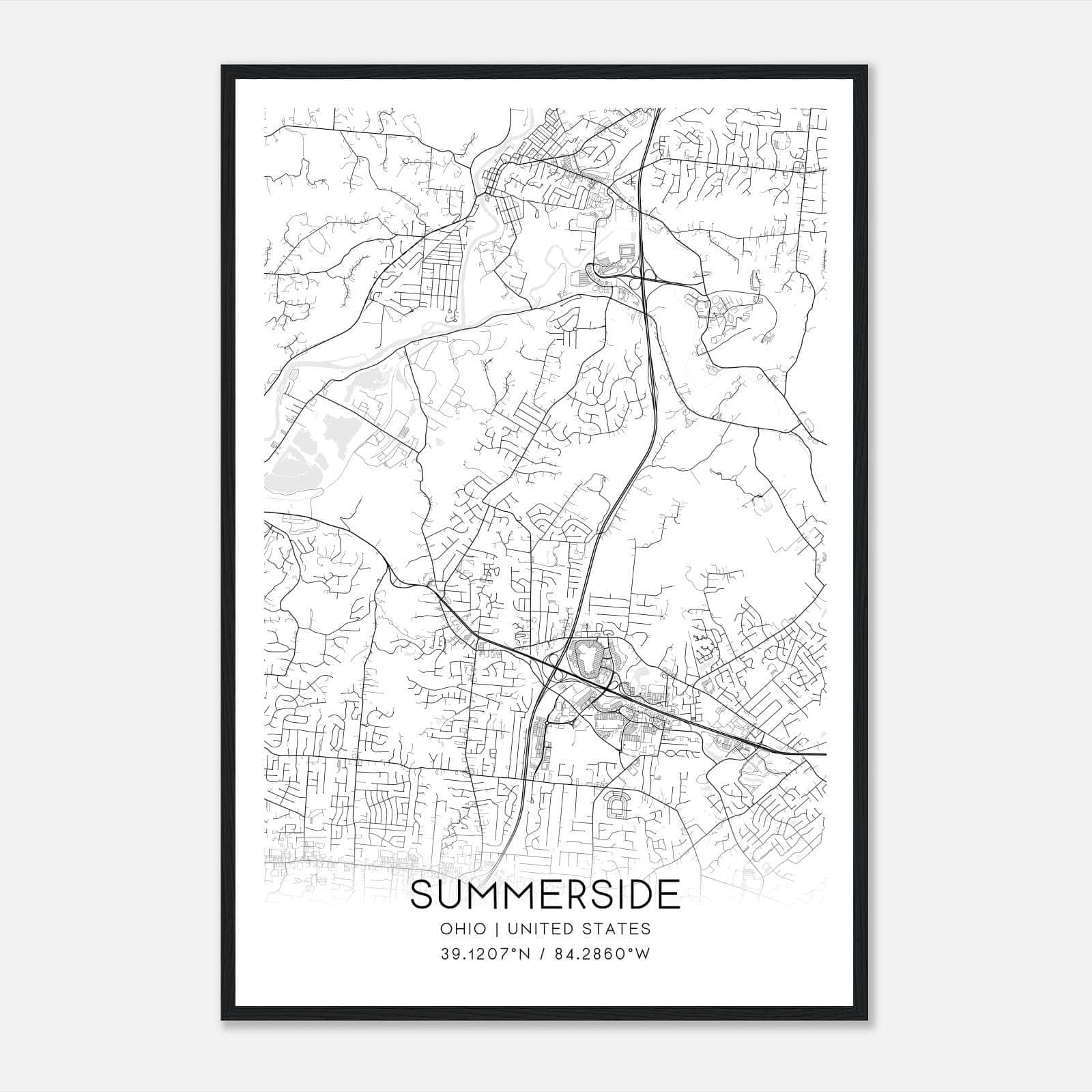 Summerside Ohio Map Poster, Modern Home Decor Wall Art Print Summerside Ohio Map Poster, Modern Home Decor Wall Art Print