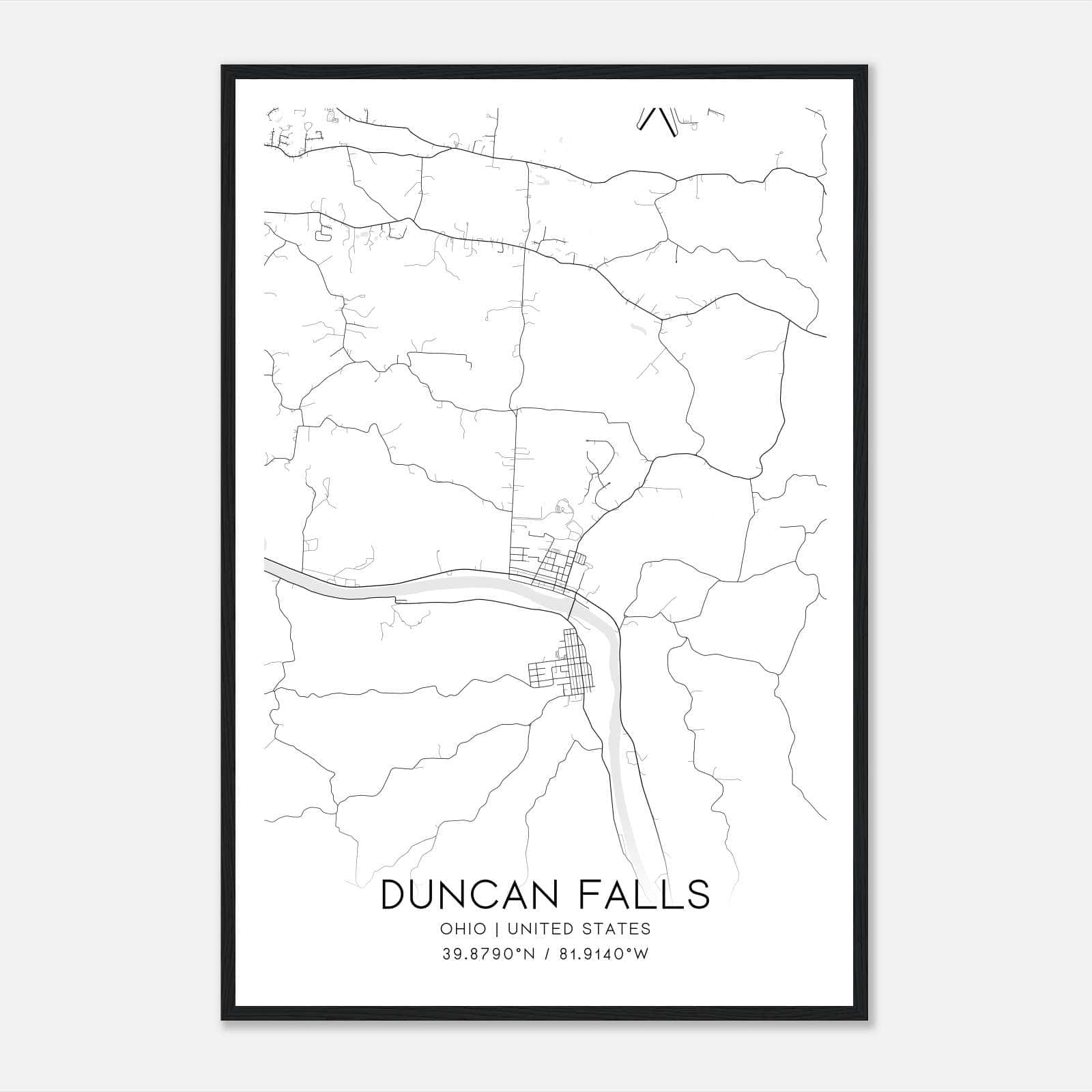 Duncan Falls Ohio Map Poster, Modern Home Decor Wall Art Print Duncan Falls Ohio Map Poster, Modern Home Decor Wall Art Print