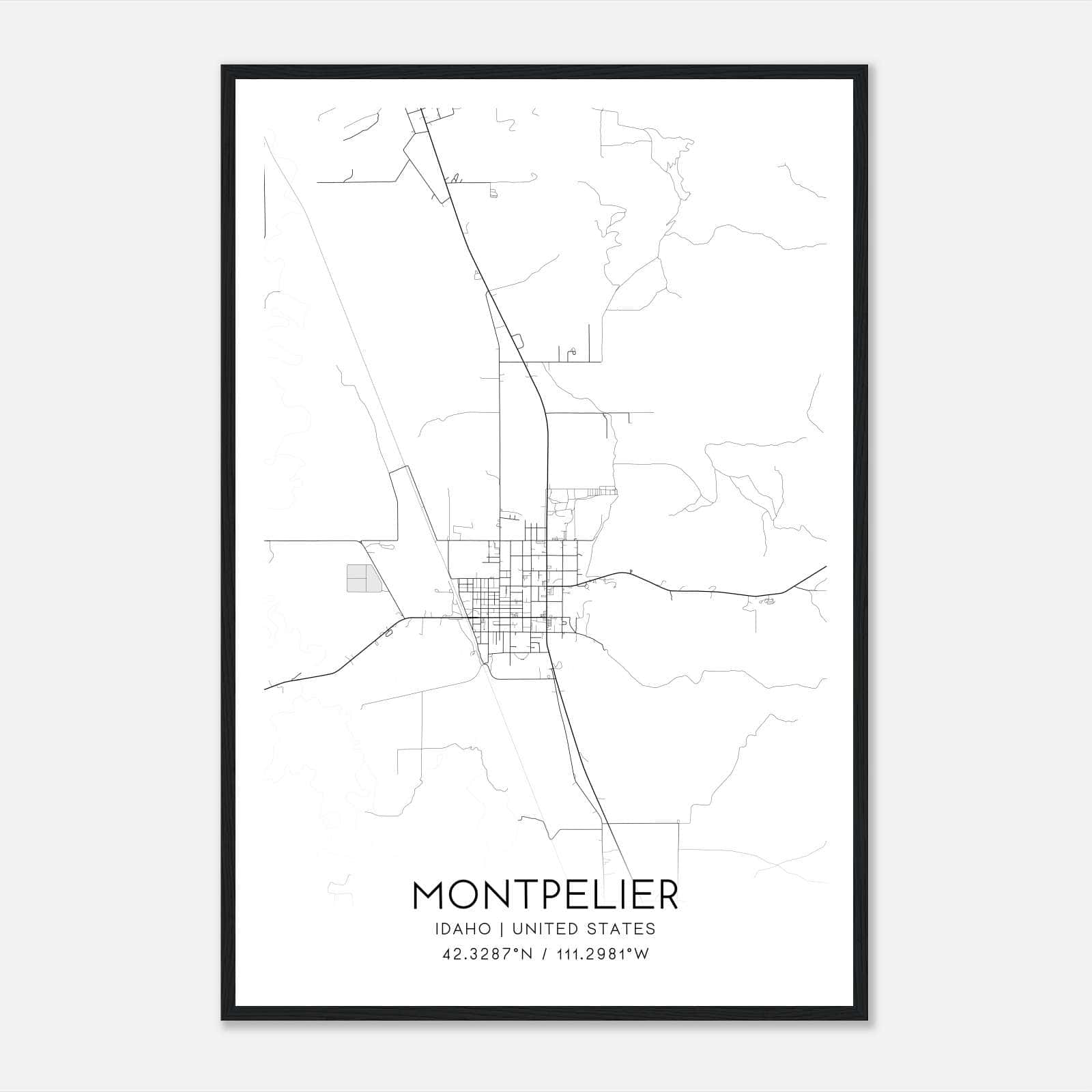 Montpelier Idaho Map Poster, Modern Home Decor Wall Art Print Montpelier Idaho Map Poster, Modern Home Decor Wall Art Print